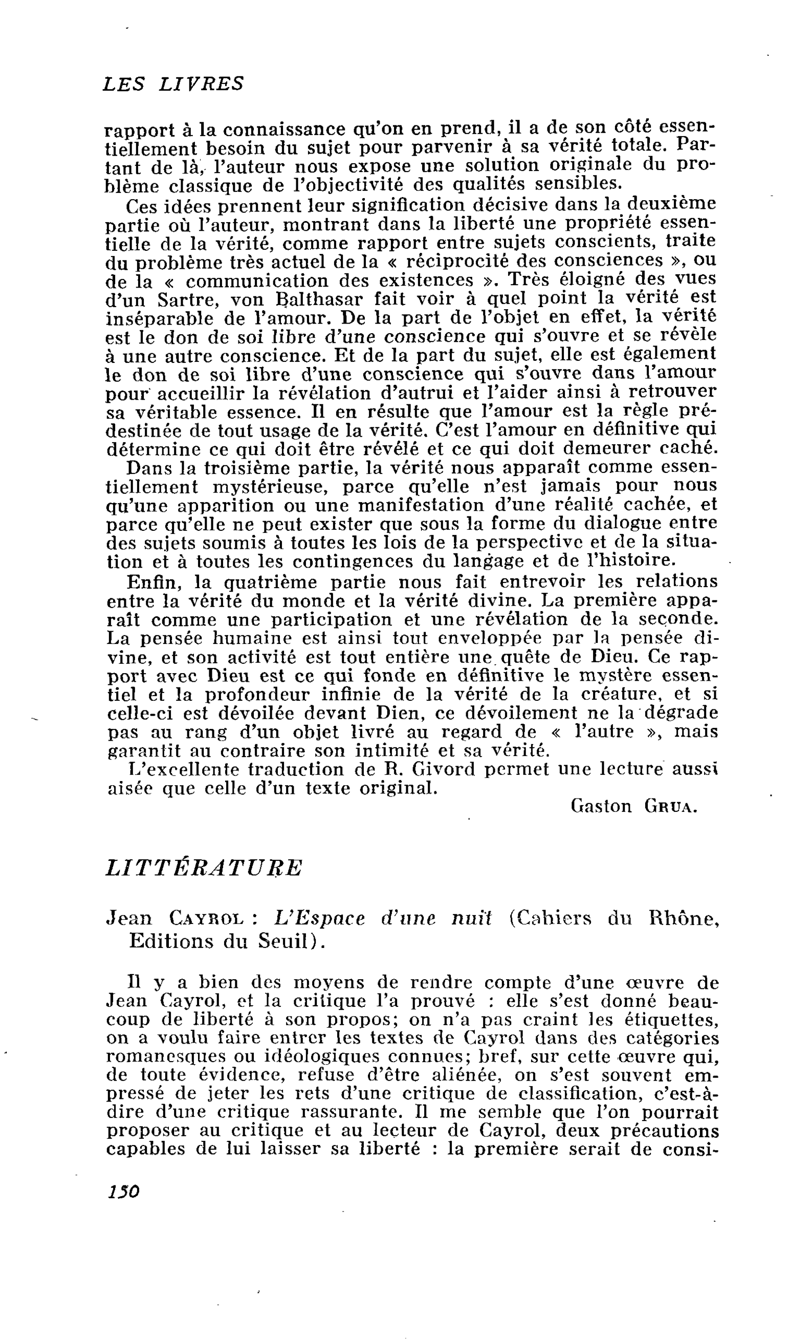LITTÉRATURE. Jean Cayrol : L’Espace d’une nuit