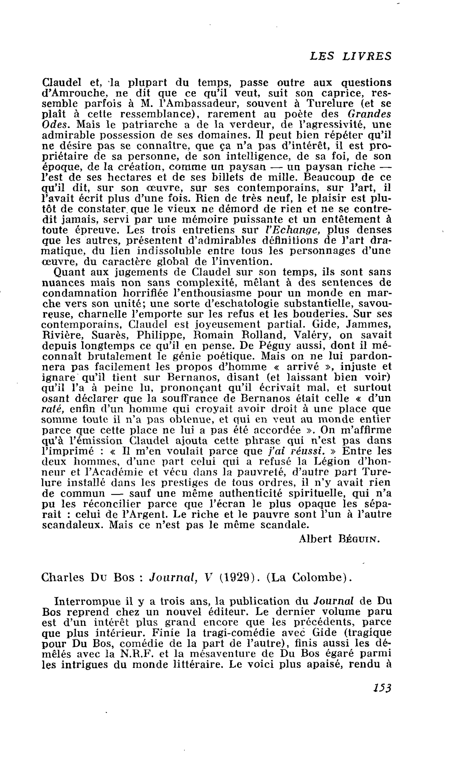 Charles Du Bos : Journal, V (1929)