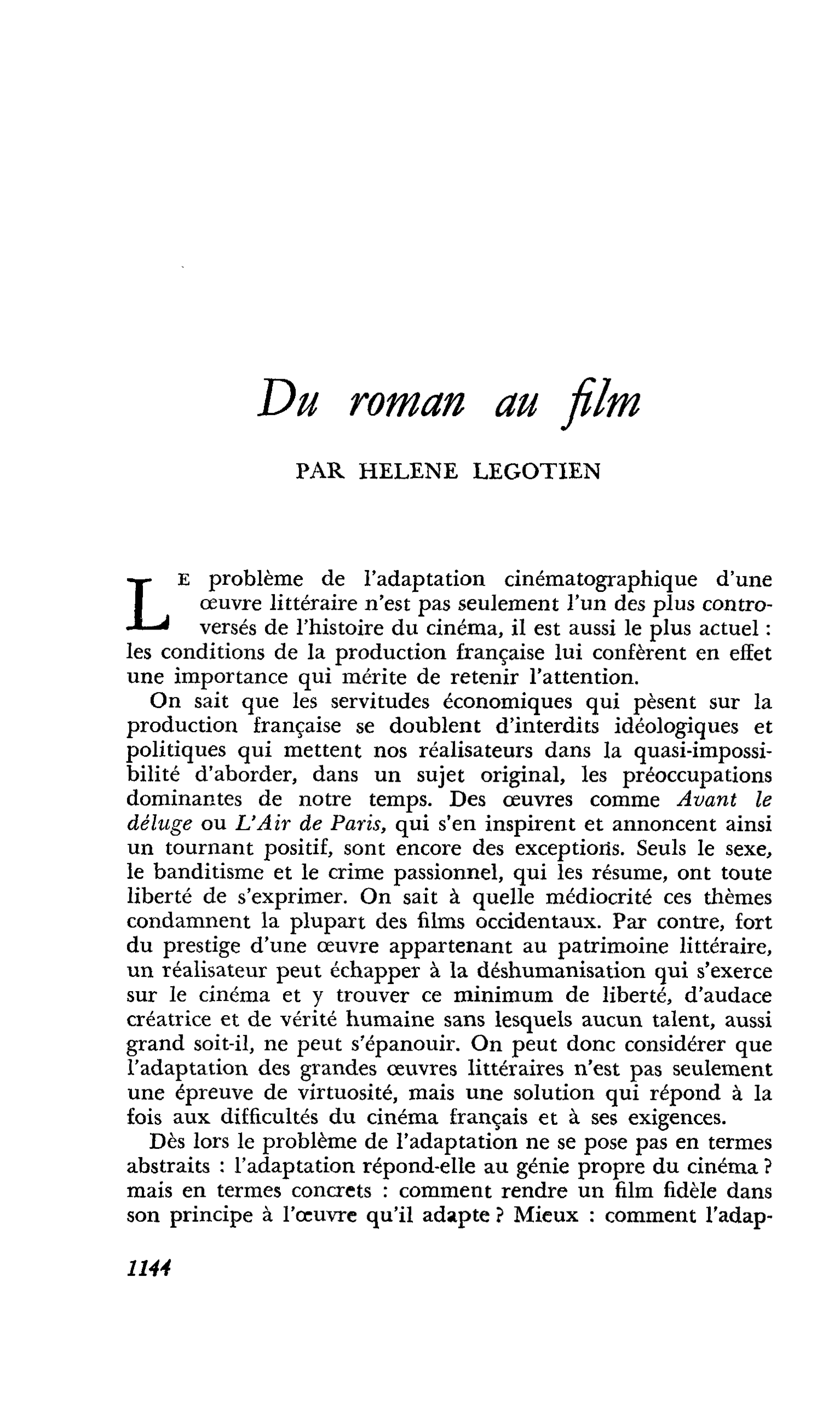 Du roman au film