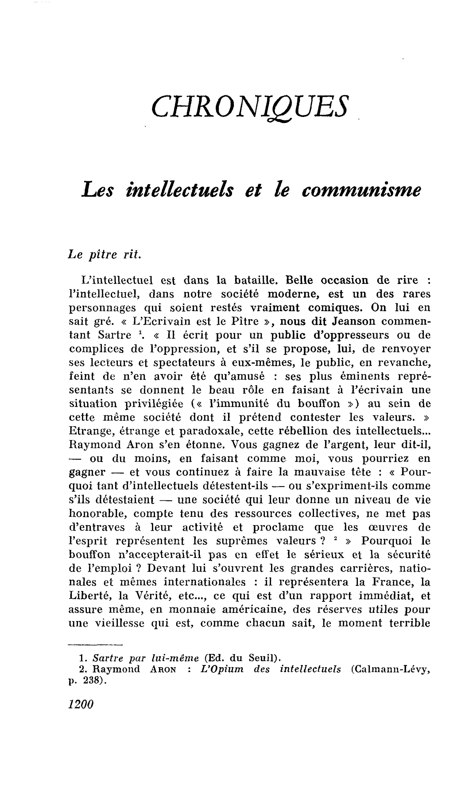 Les intellectuels et le communisme