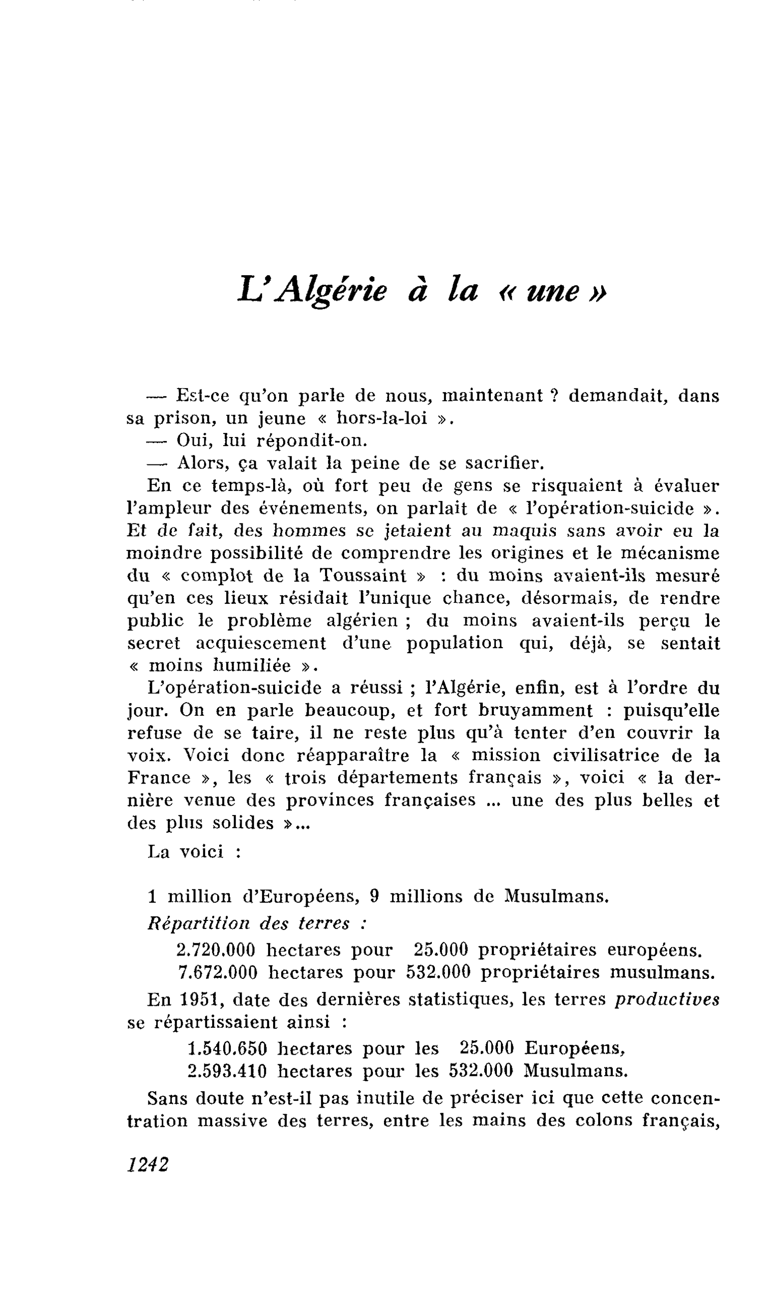 L’Algérie à la « une »