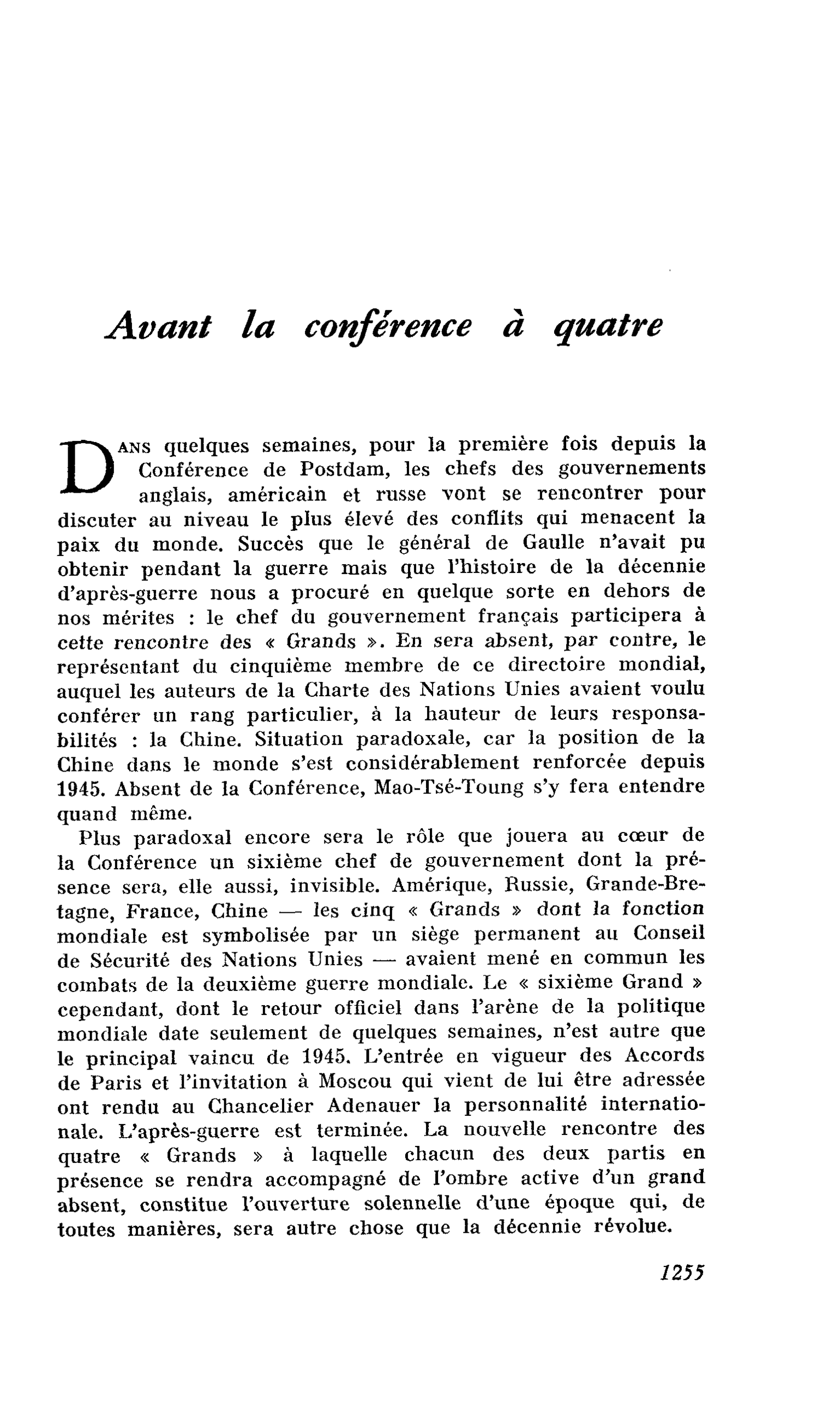 Avant la conférence à quatre