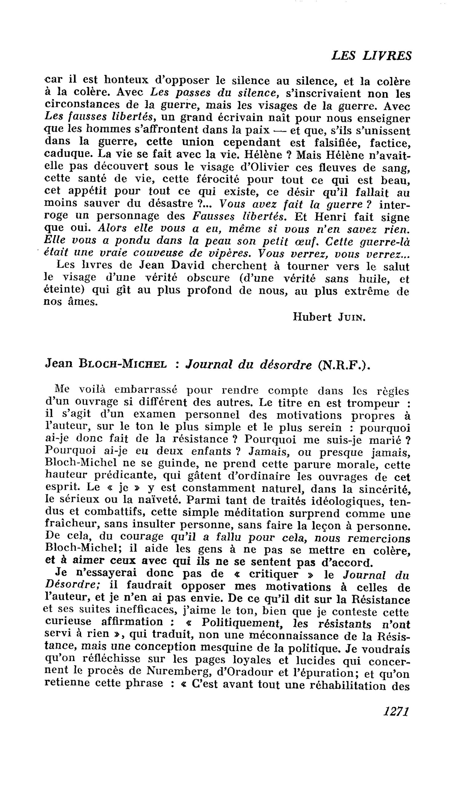 Jean Bloch-Michel : Journal du désordre