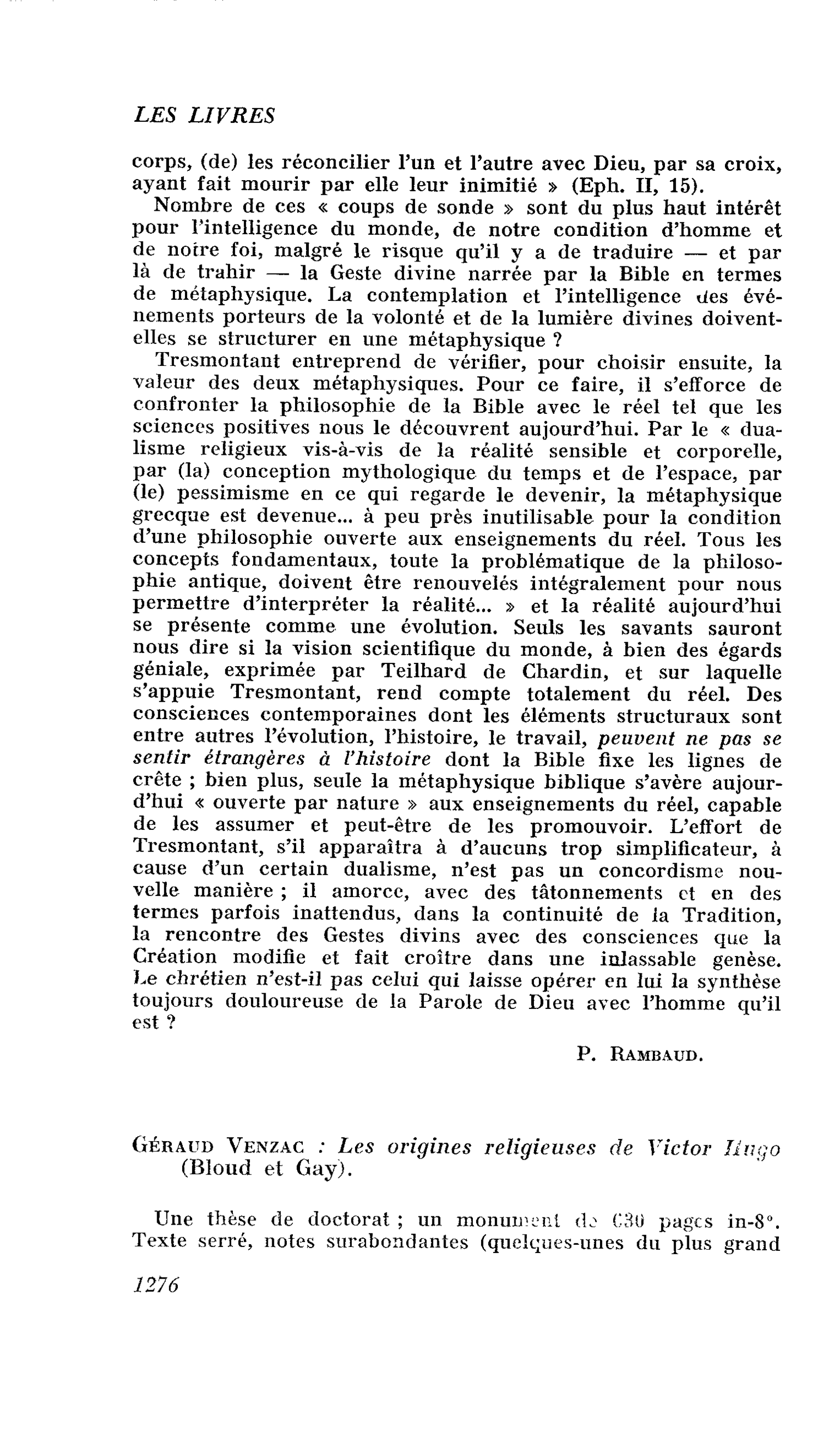 Géraud Venzac : Les origines religieuses de Victor Hugo
