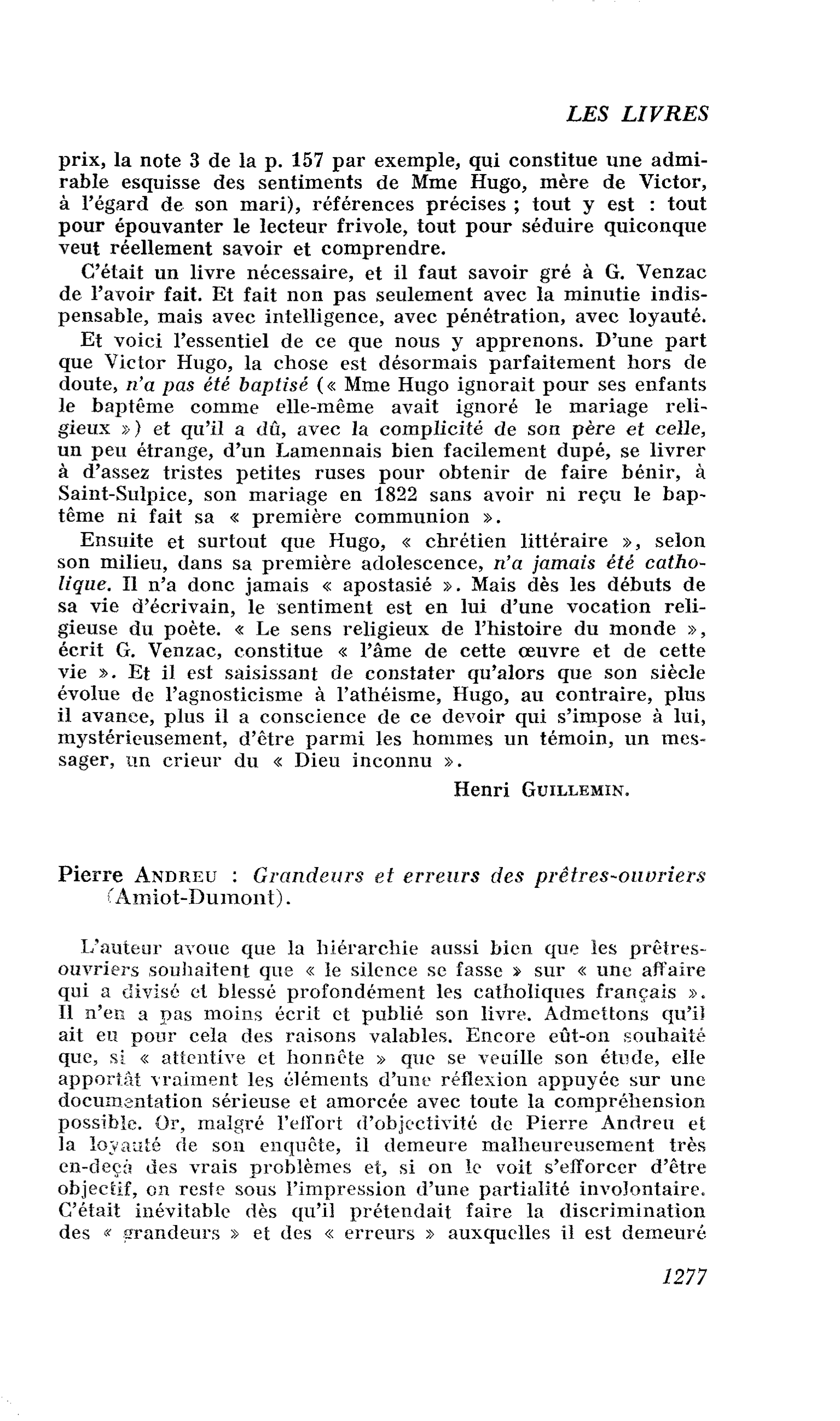 Pierre Andreu : Grandeurs et erreurs des prêtres-ouvriers