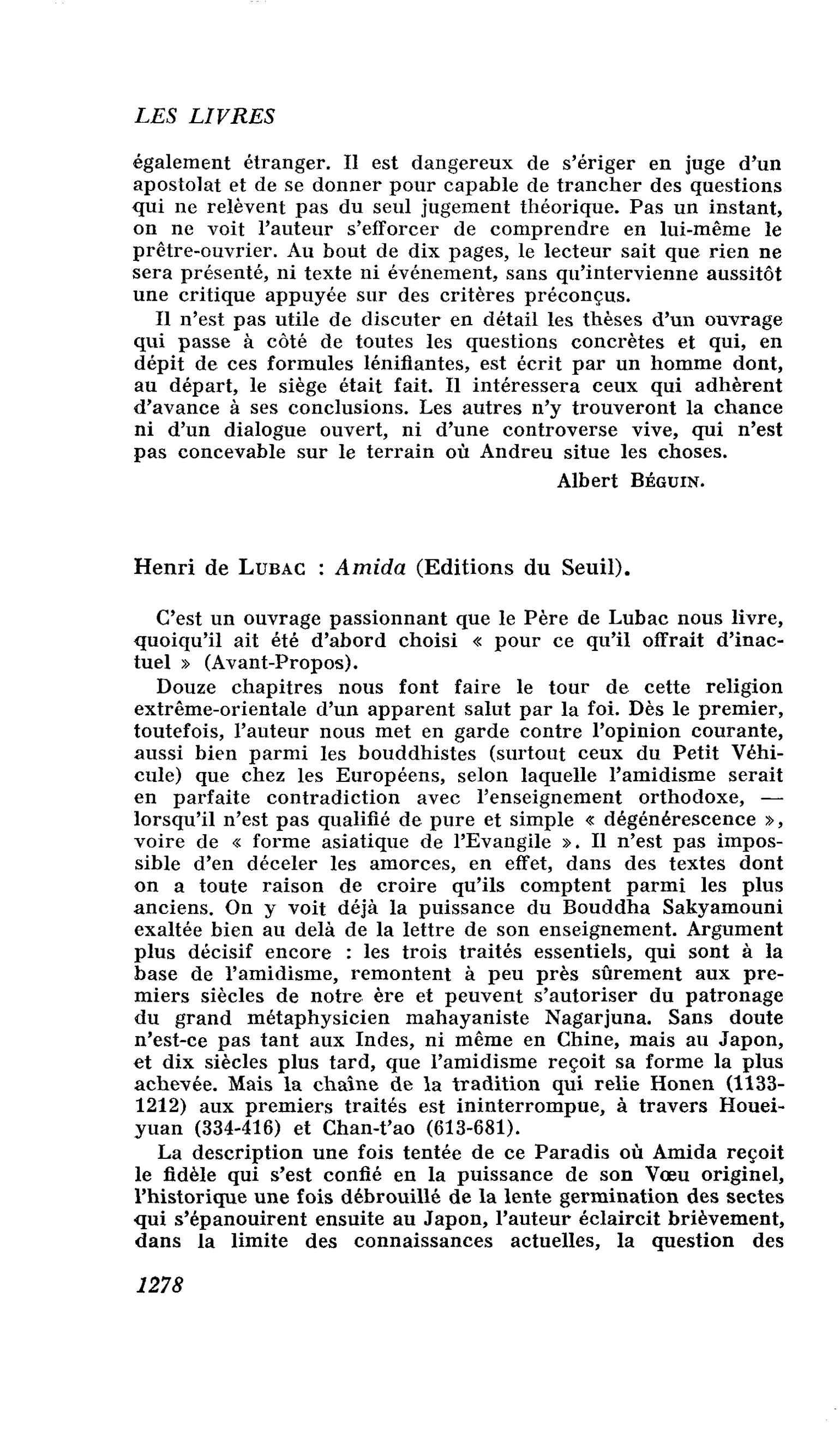Henri de Lubac : Amida