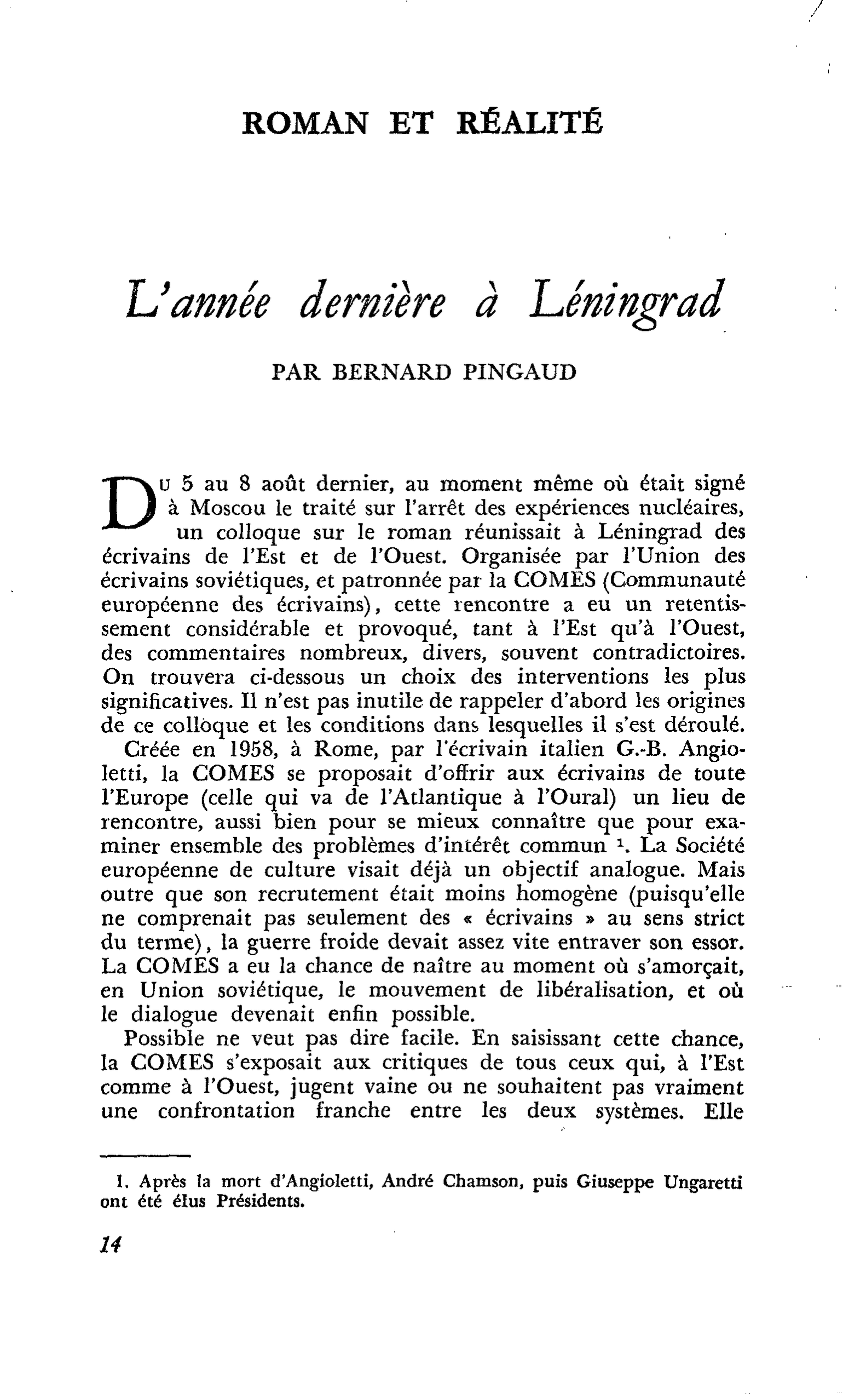 L’année dernière à Leningrad