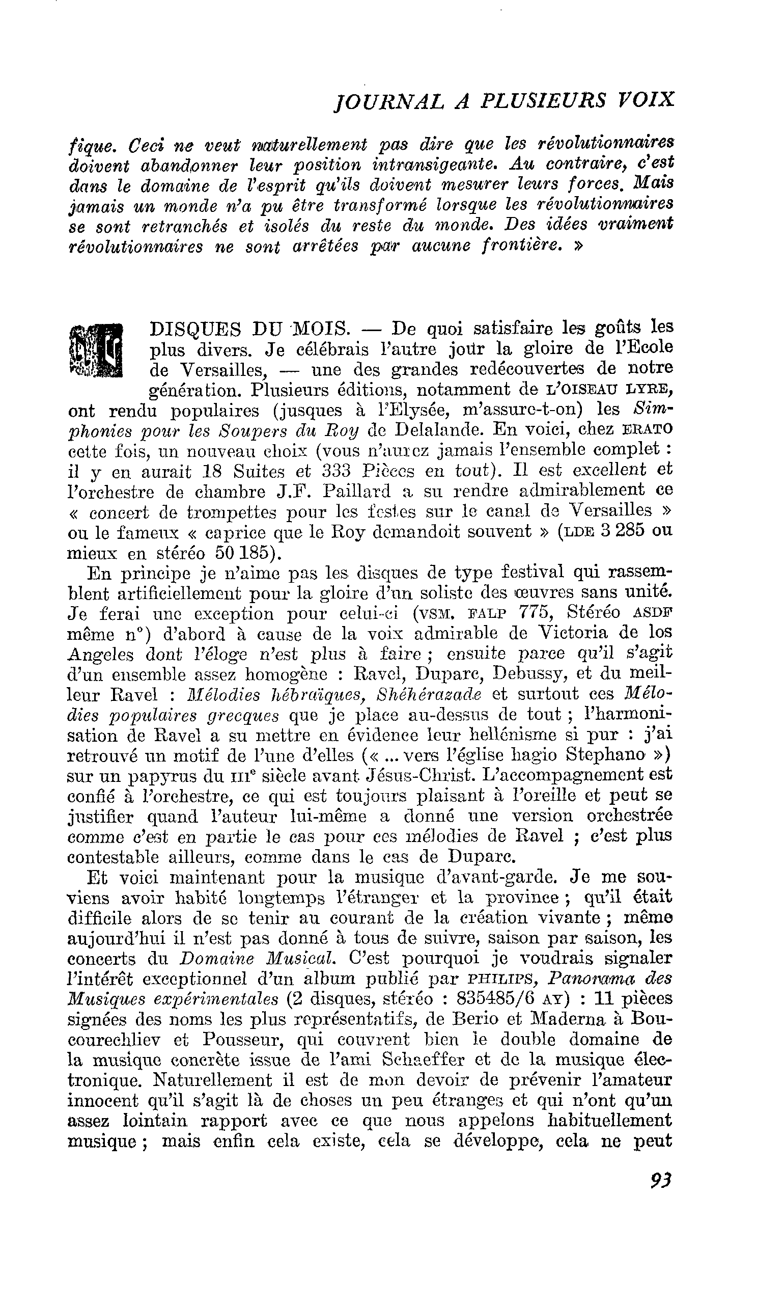 DISQUES DU MOIS