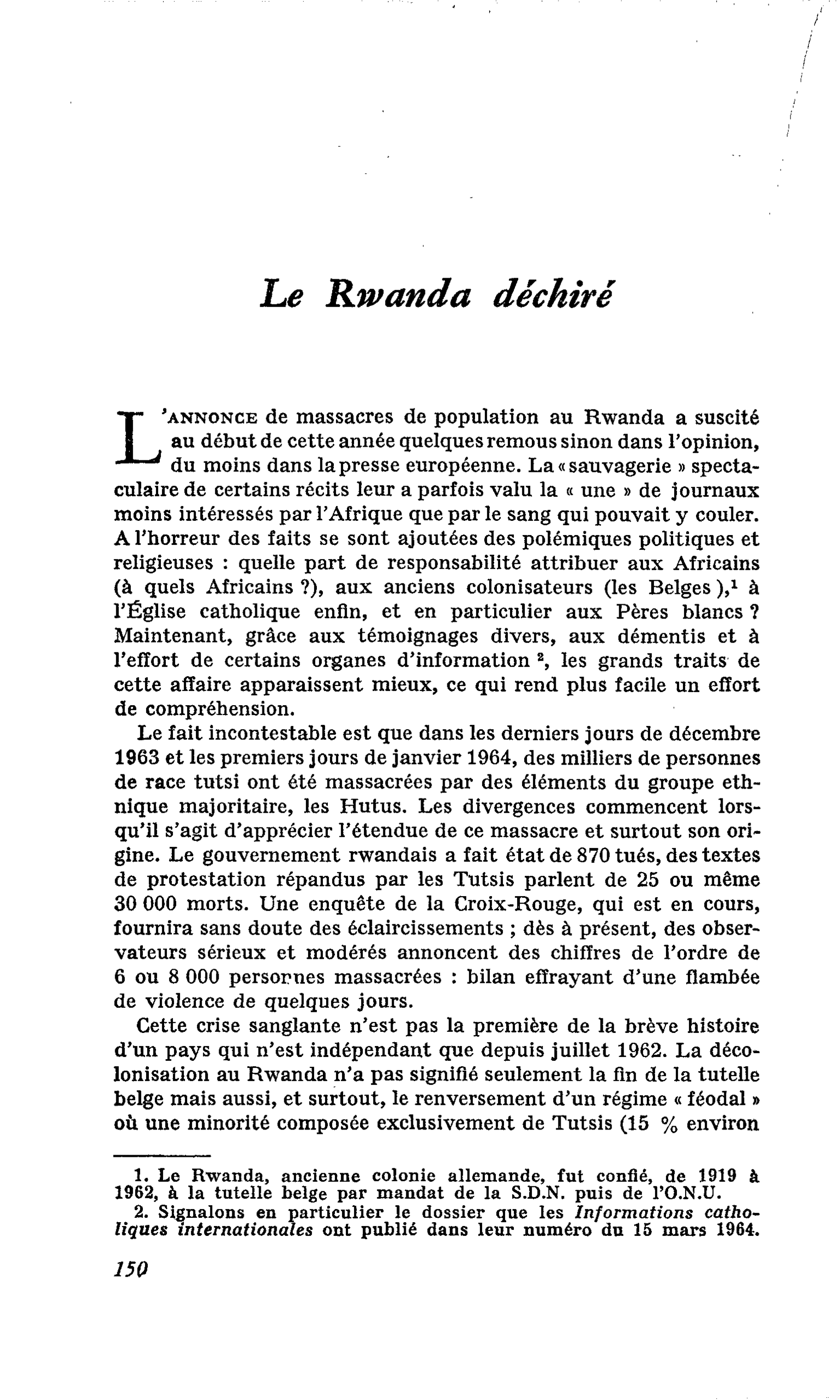 Le Rwanda déchiré