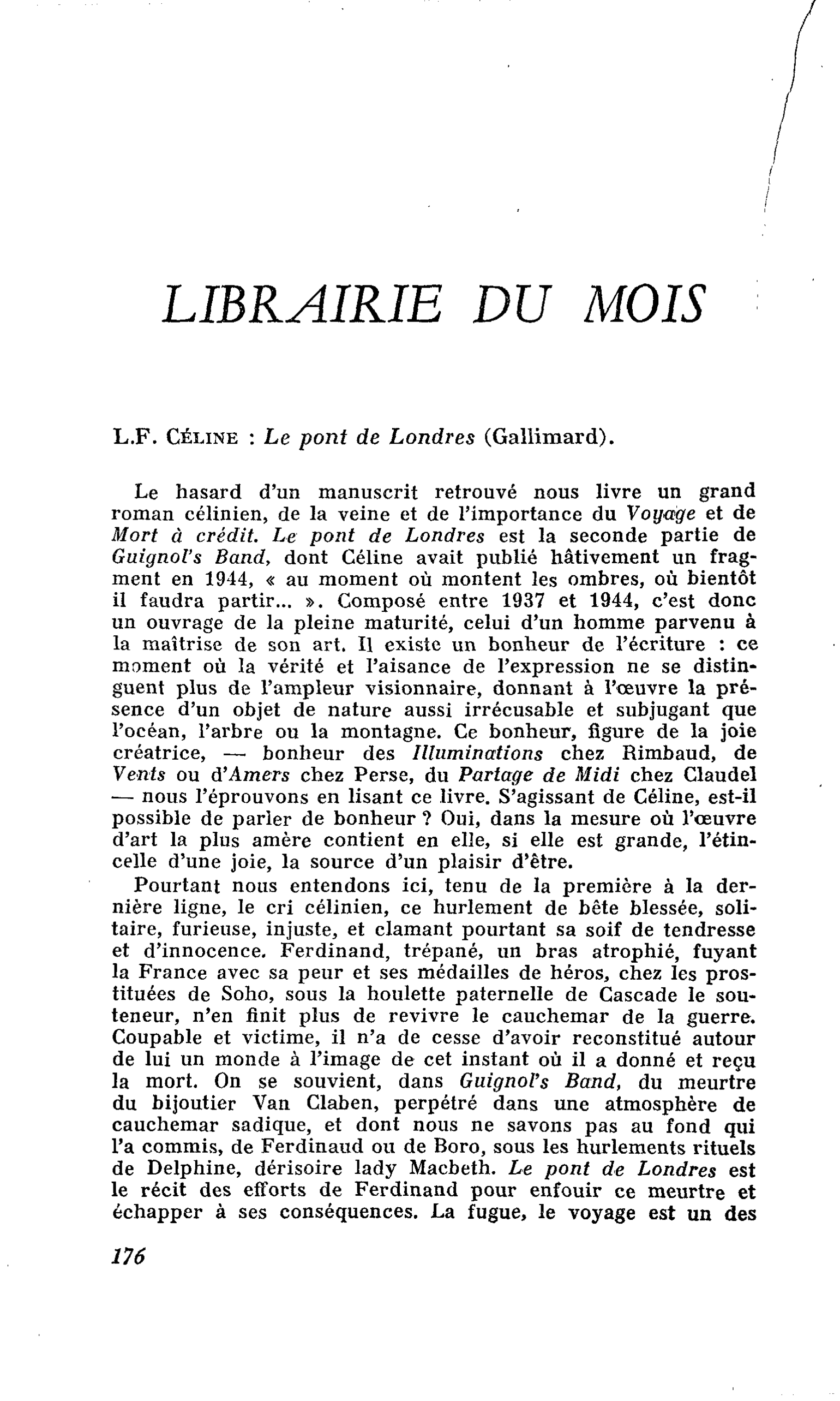 L.F. CÉline : Le pont de Londres