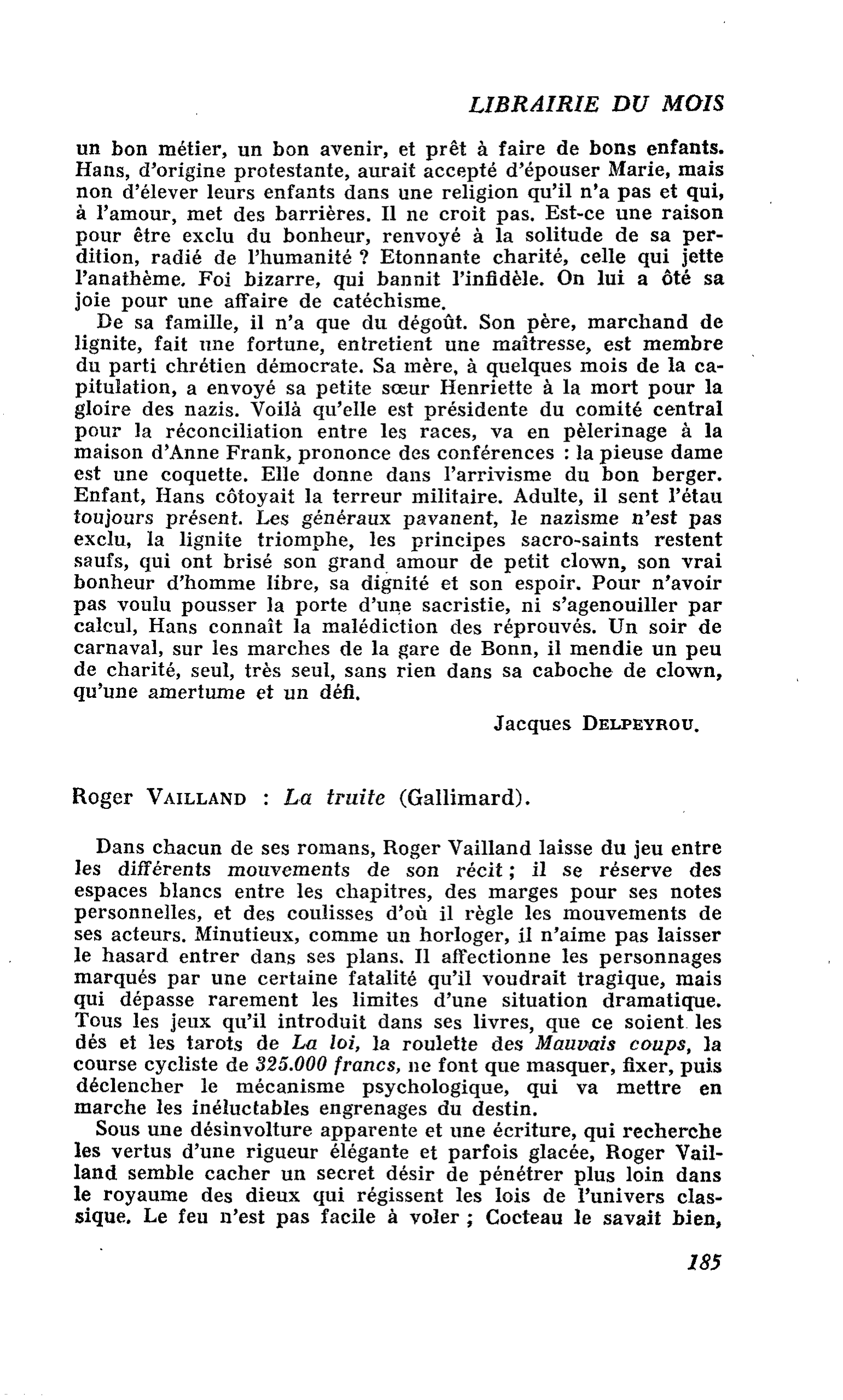 Roger Vailland : La truite