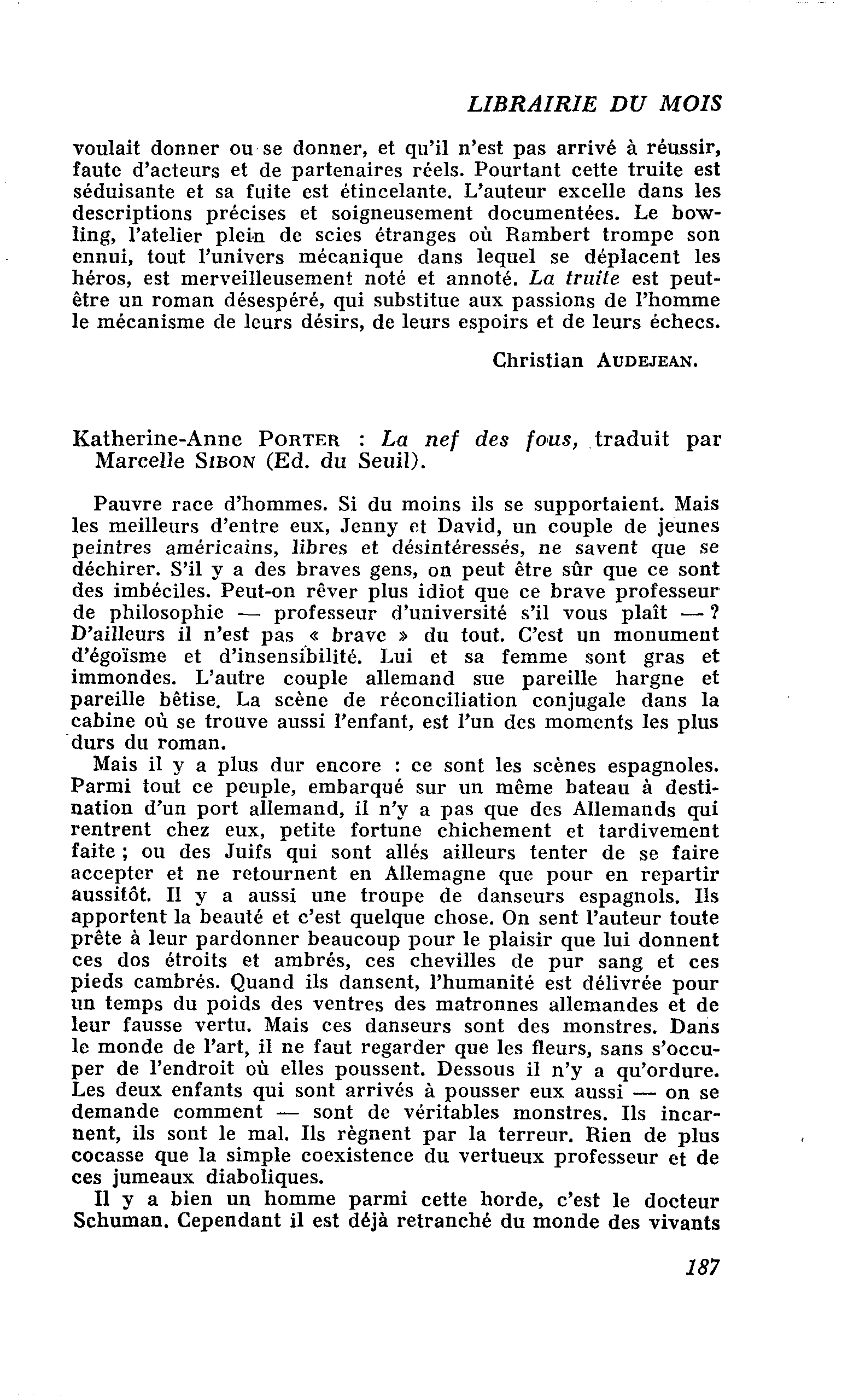 Katherine-Anne Porter : La nef des fous