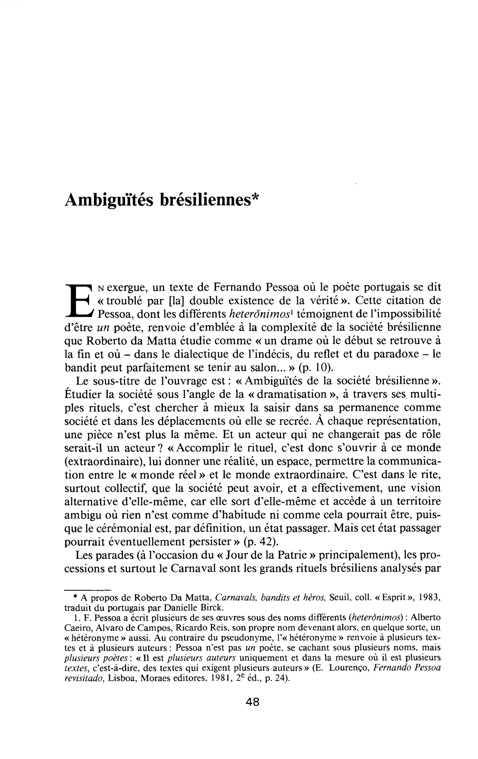 Ambiguïtés brésiliennes