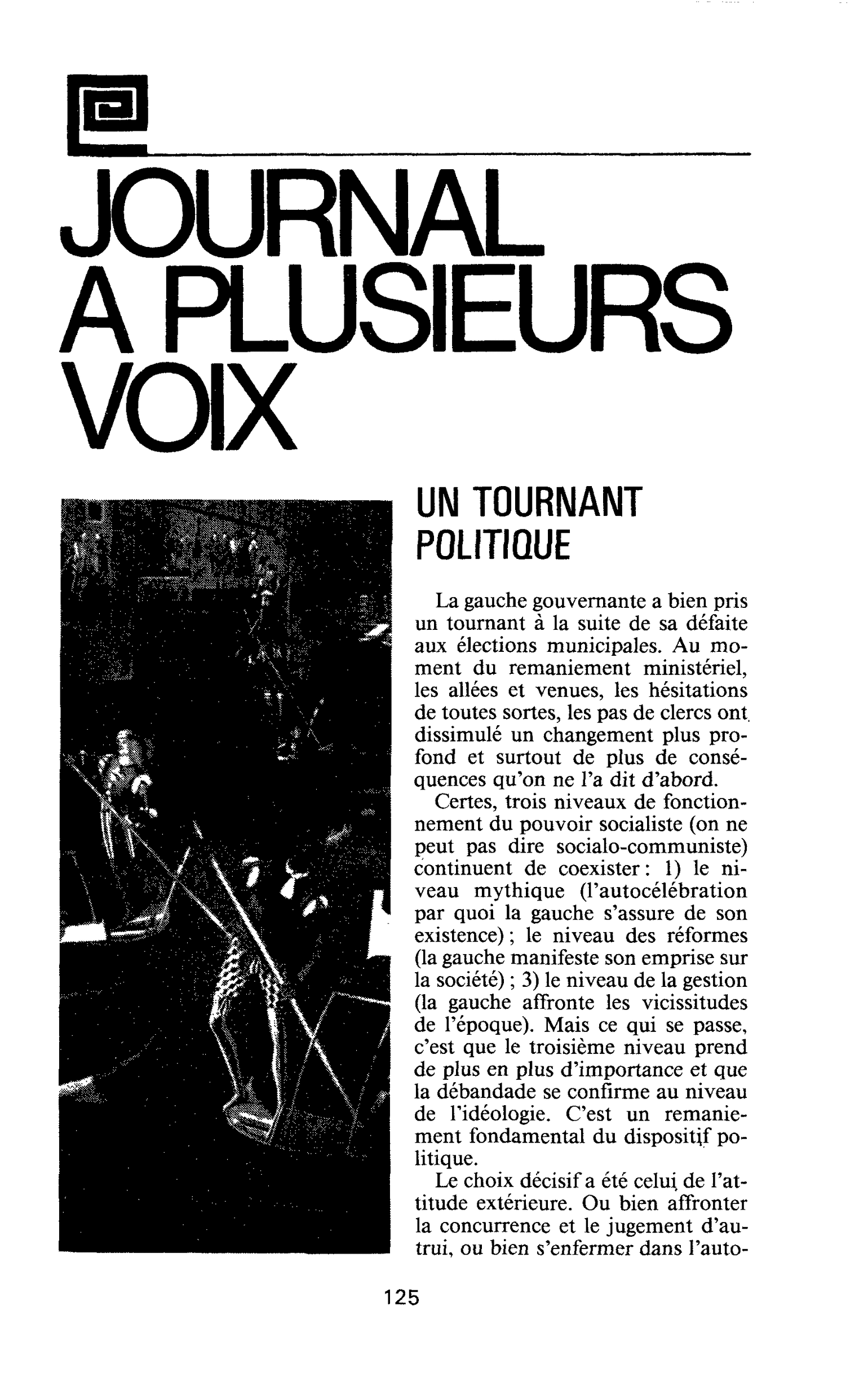 UN TOURNANT POLITIQUE