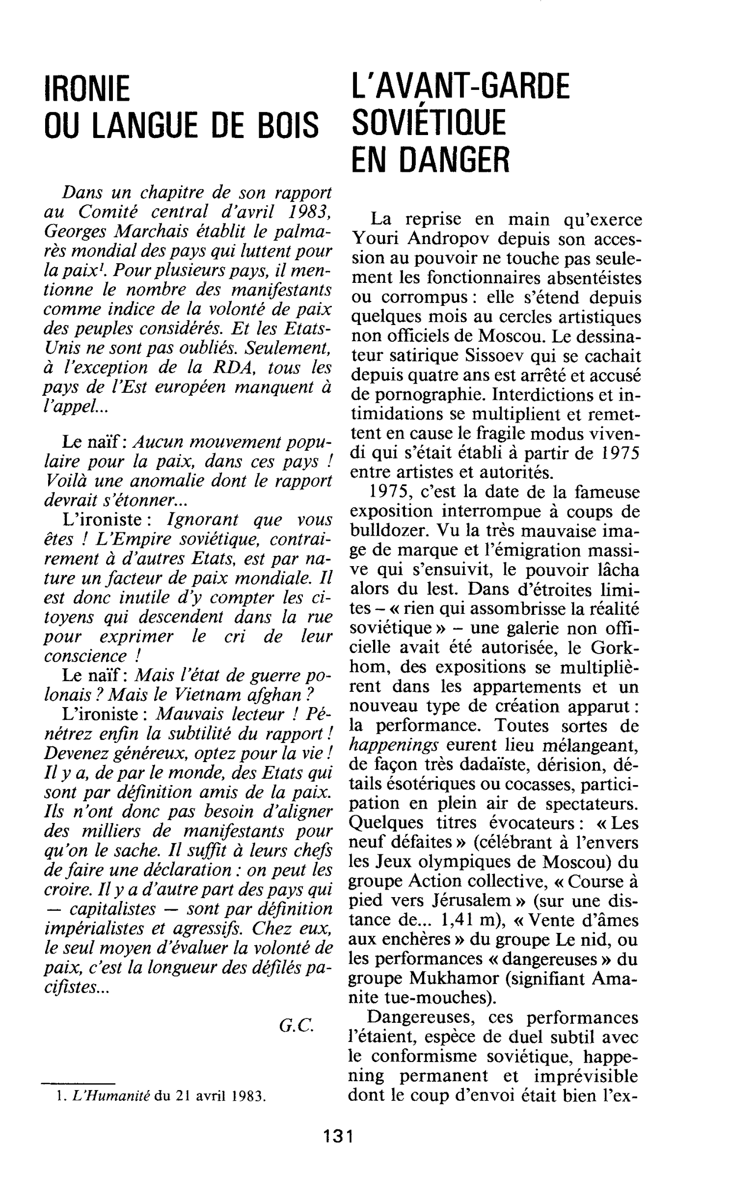 L’AVANT-GARDE SOVIÉTIQUE EN DANGER