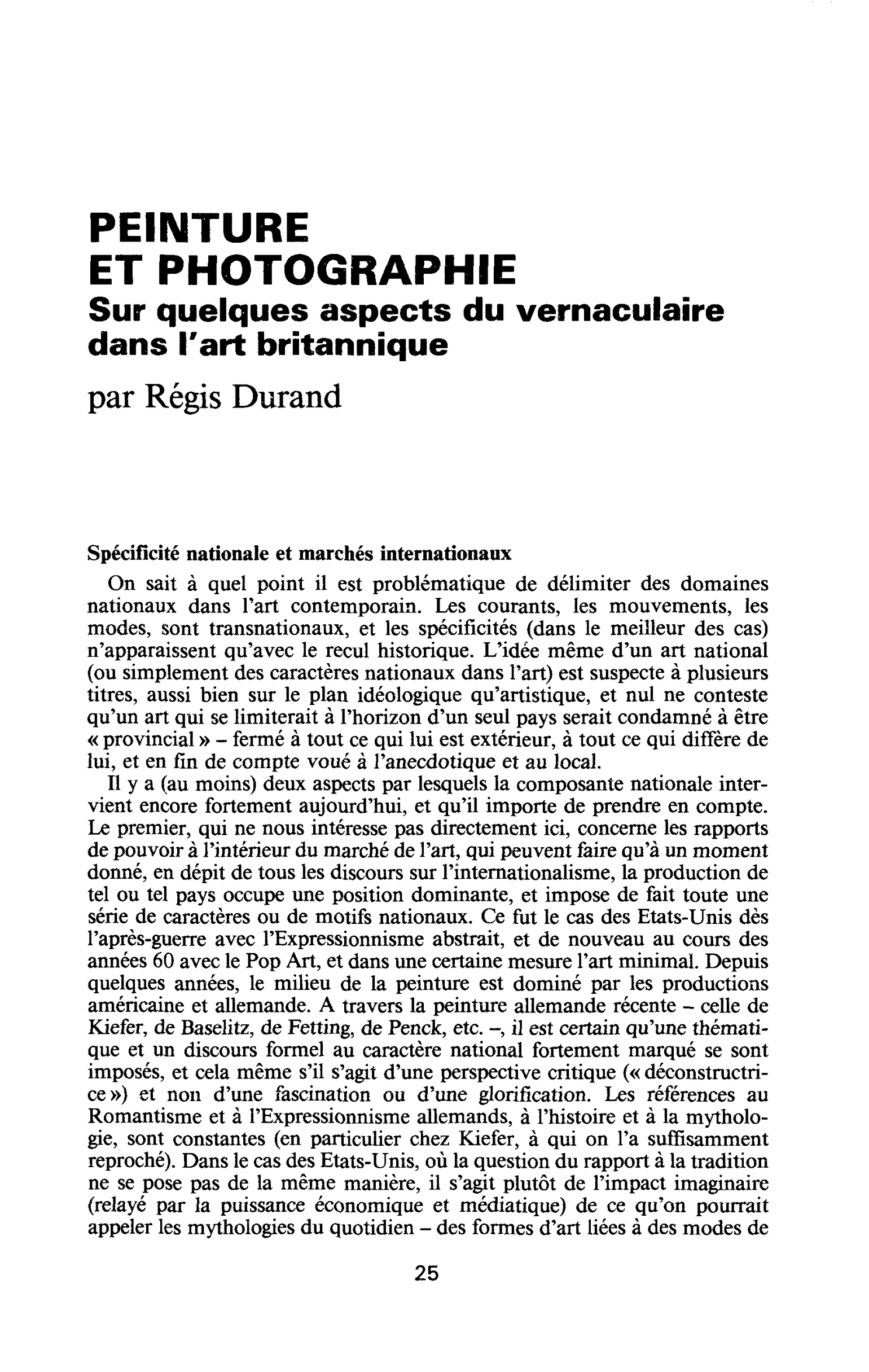 PEINTURE ET PHOTOGRAPHIE. Sur quelques aspects du vernaculaire dans l’art britannique