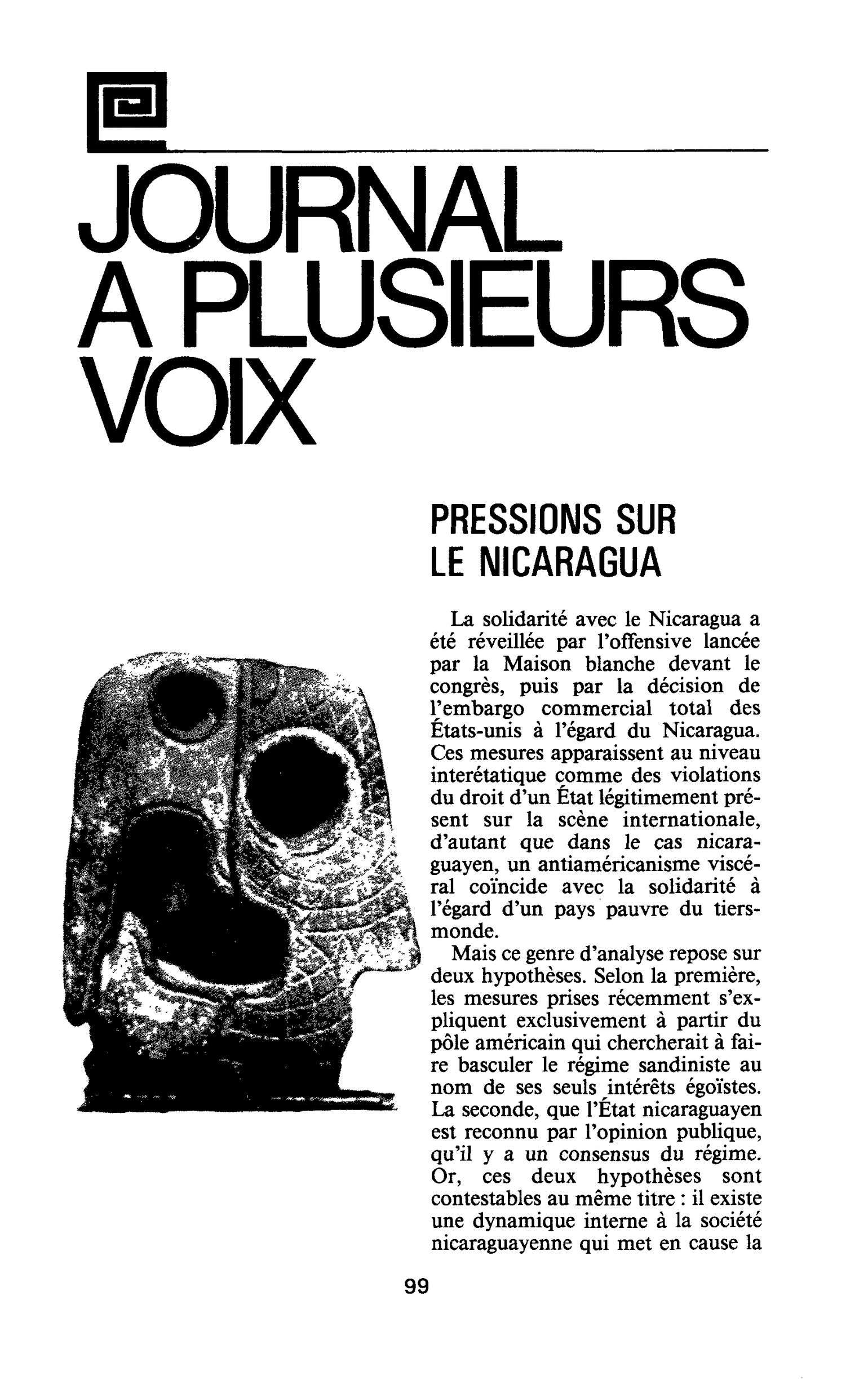 PRESSIONS SUR LE NICARAGUA