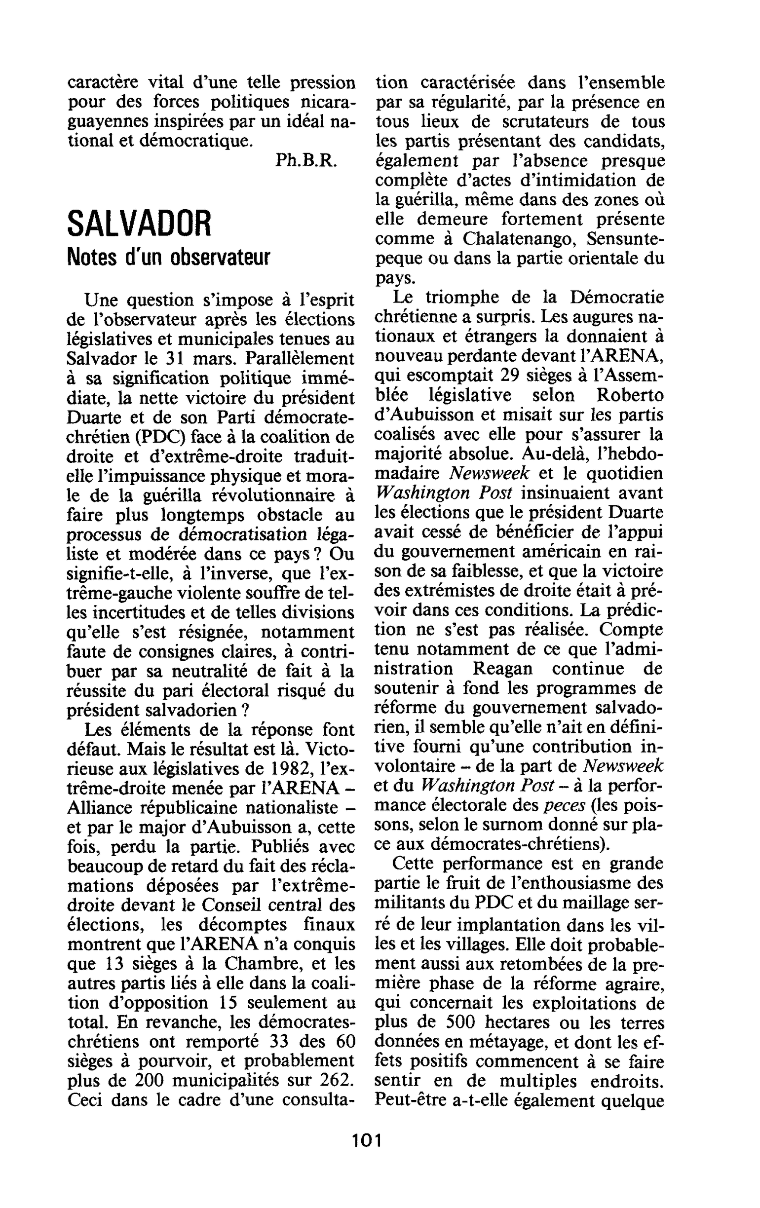 SALVADOR. Notes d’un observateur