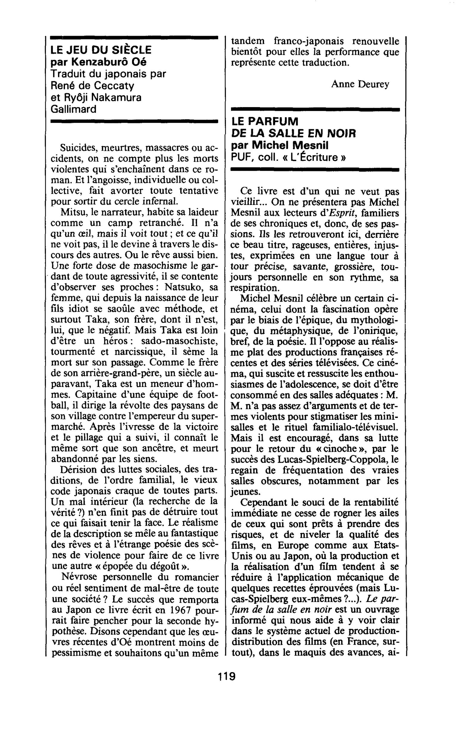 LE JEU DU SIÈCLE par Kenzaburô Oé
