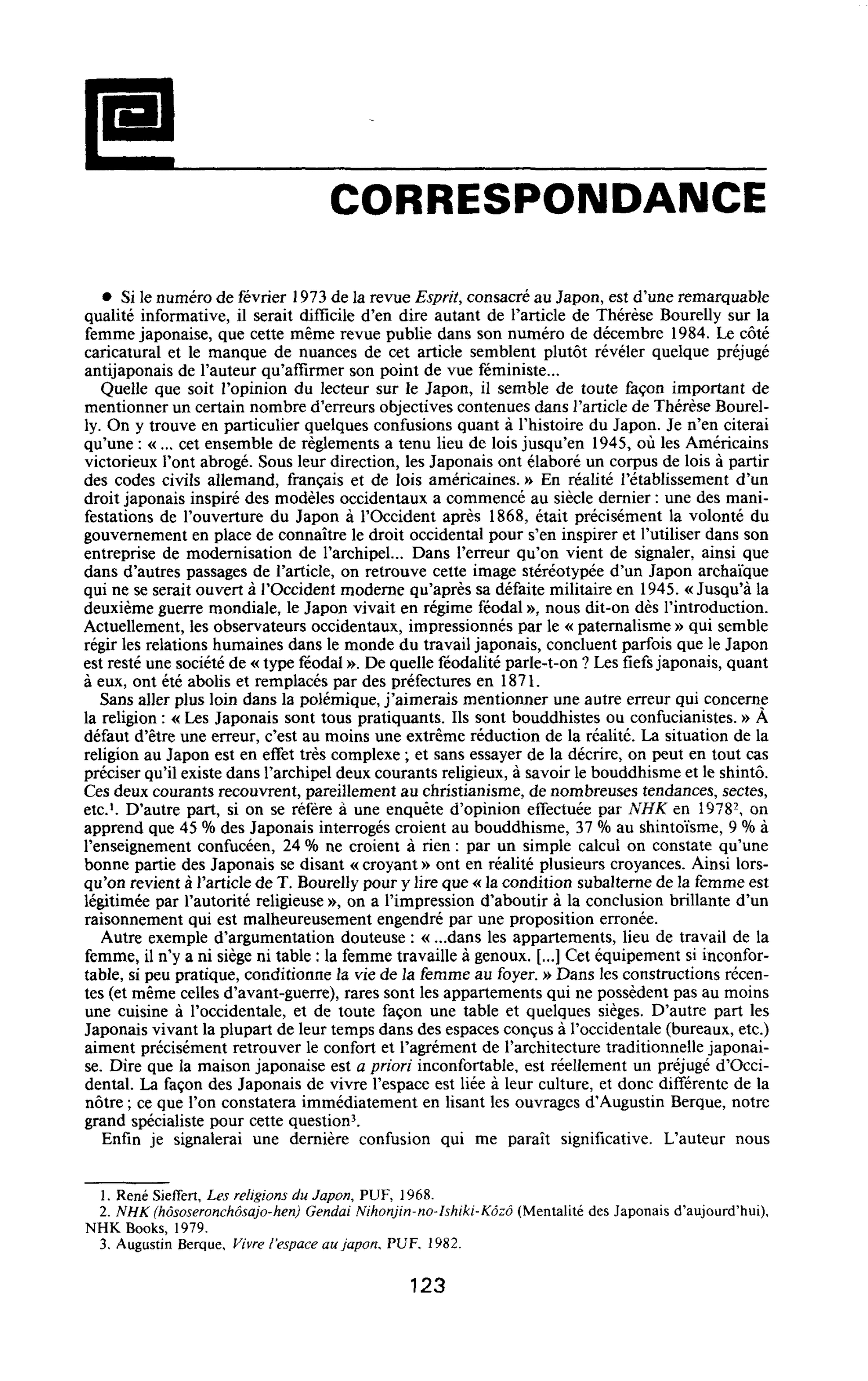 Correspondance