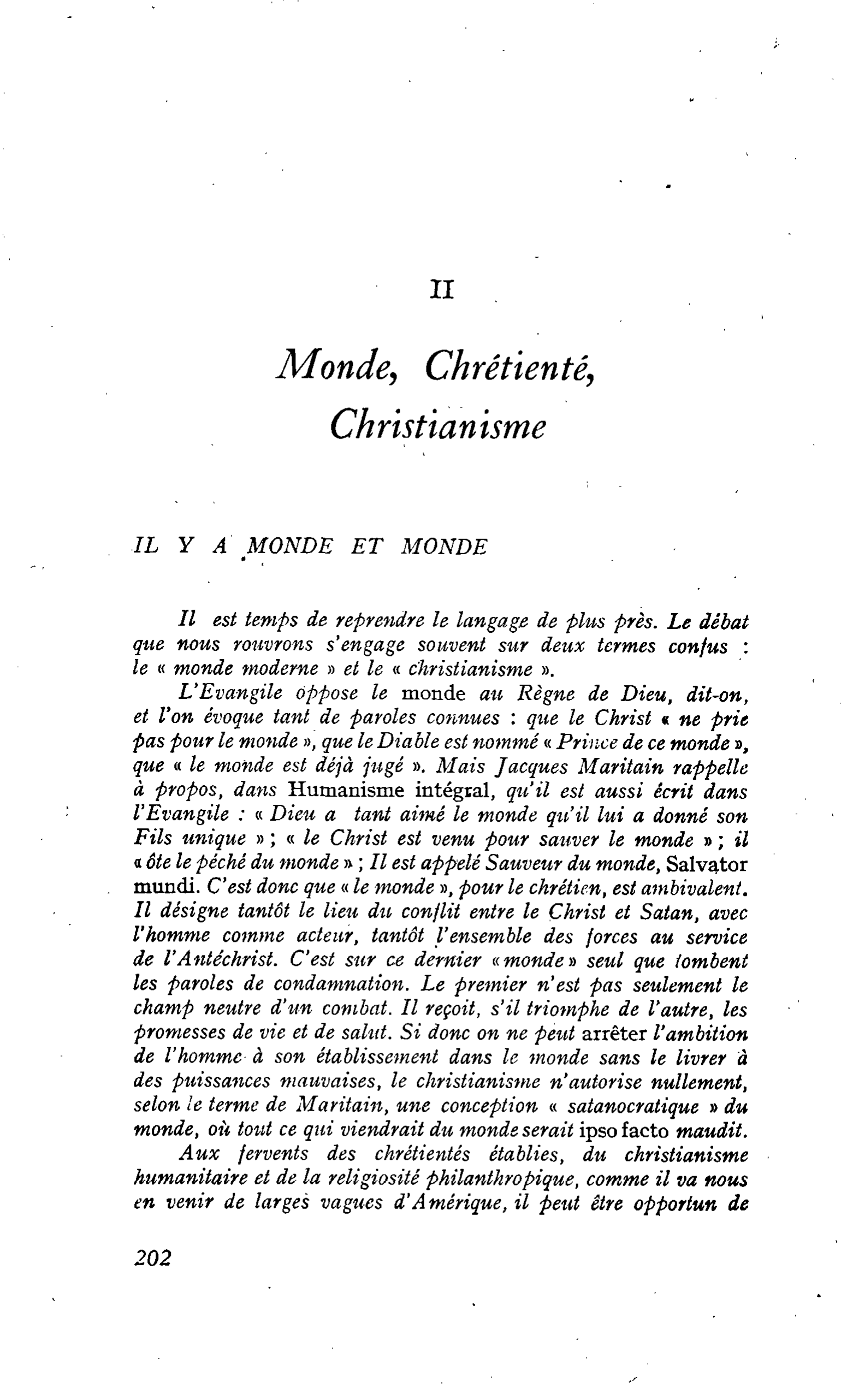 II. Monde, Chrétienté, Christianisme
