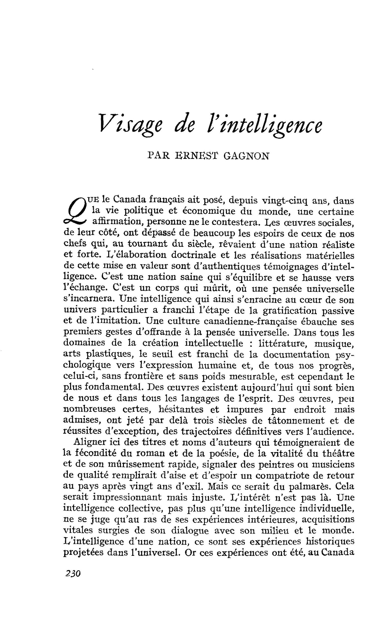 Visage de l’intelligence