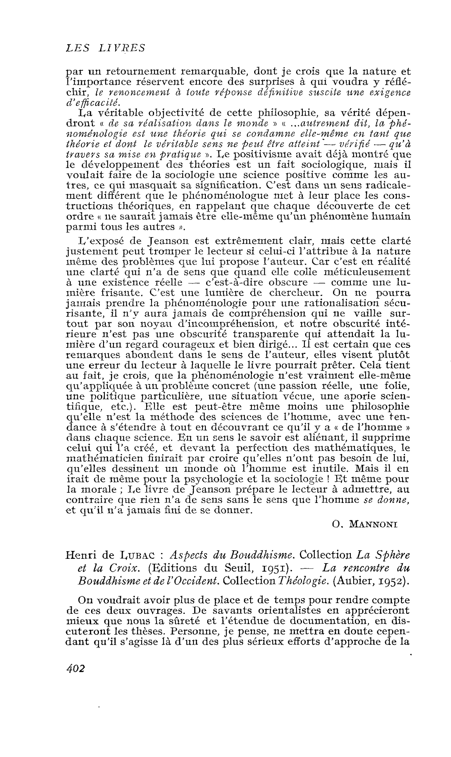 Henri de Lubac : Aspects du Bouddhisme.. ? La rencontre du Bouddhisme et de l’Occident
