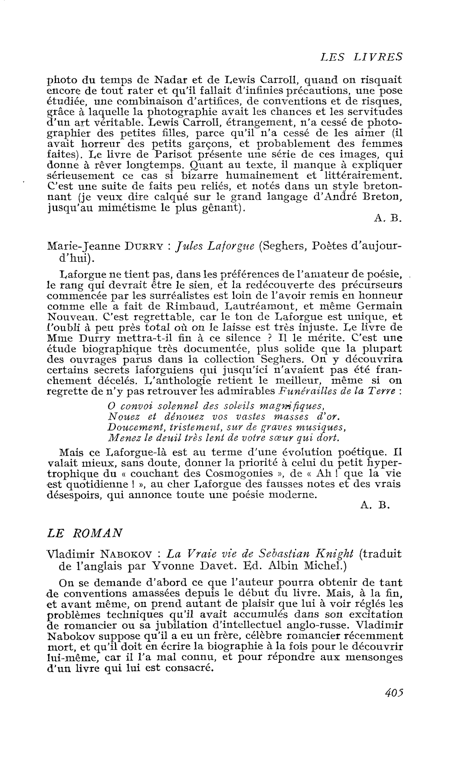Marie-Jeanne Durry : Jules Laforgue