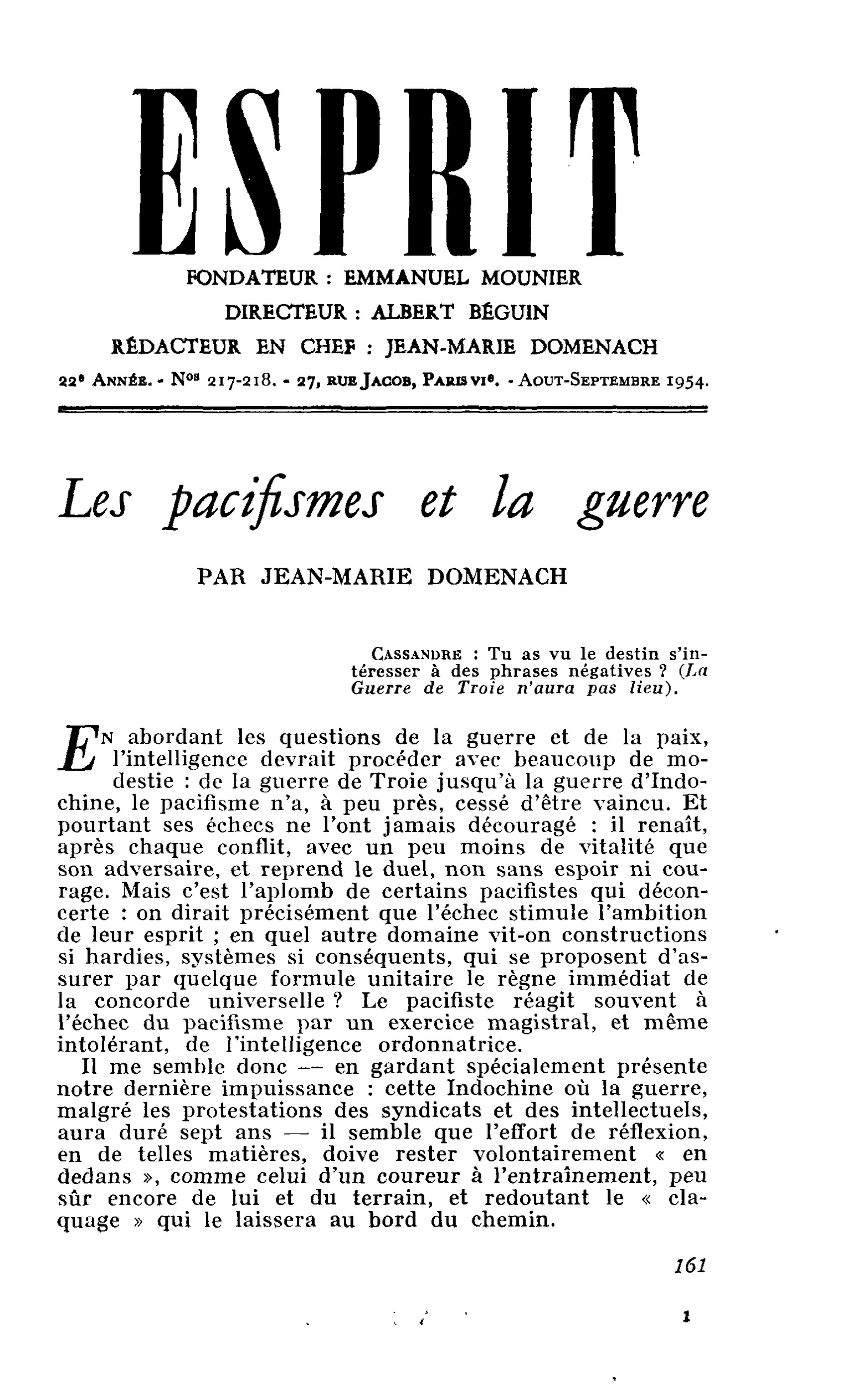 Les pacifismes et la guerre
