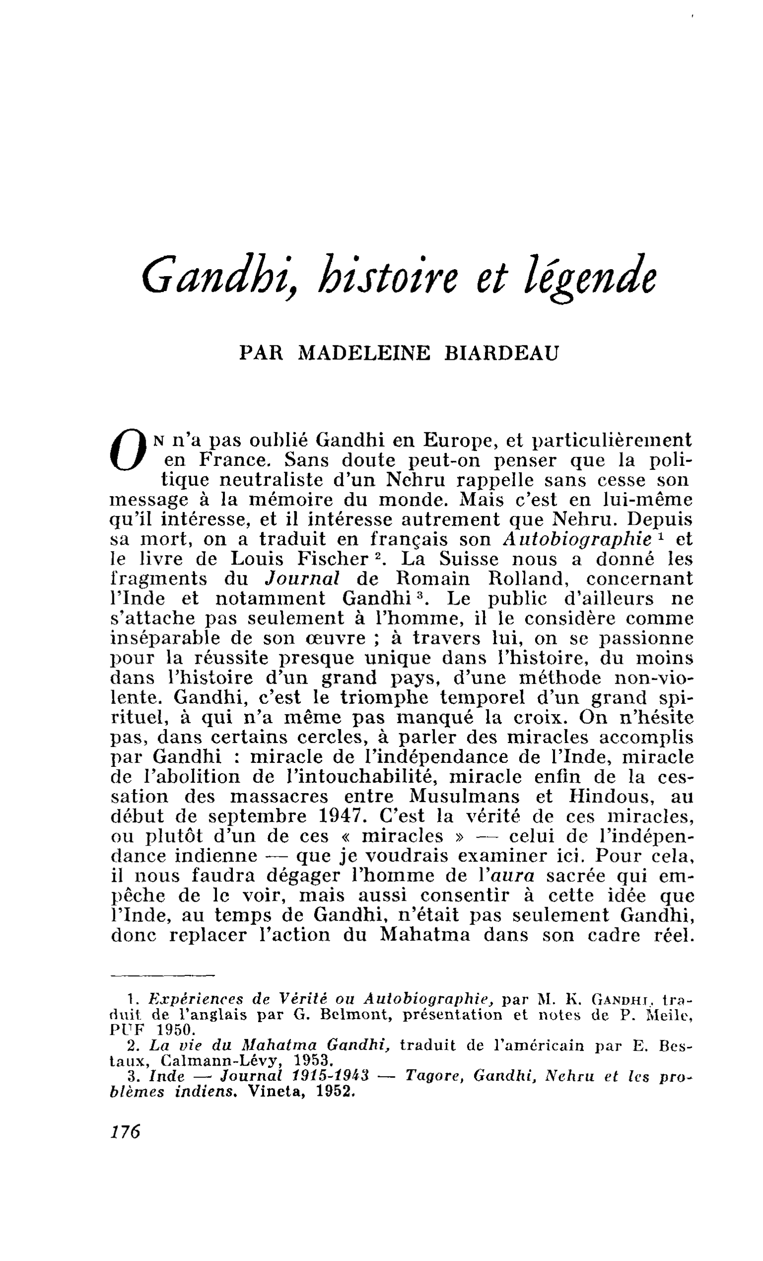 Gandhi, histoire et légende