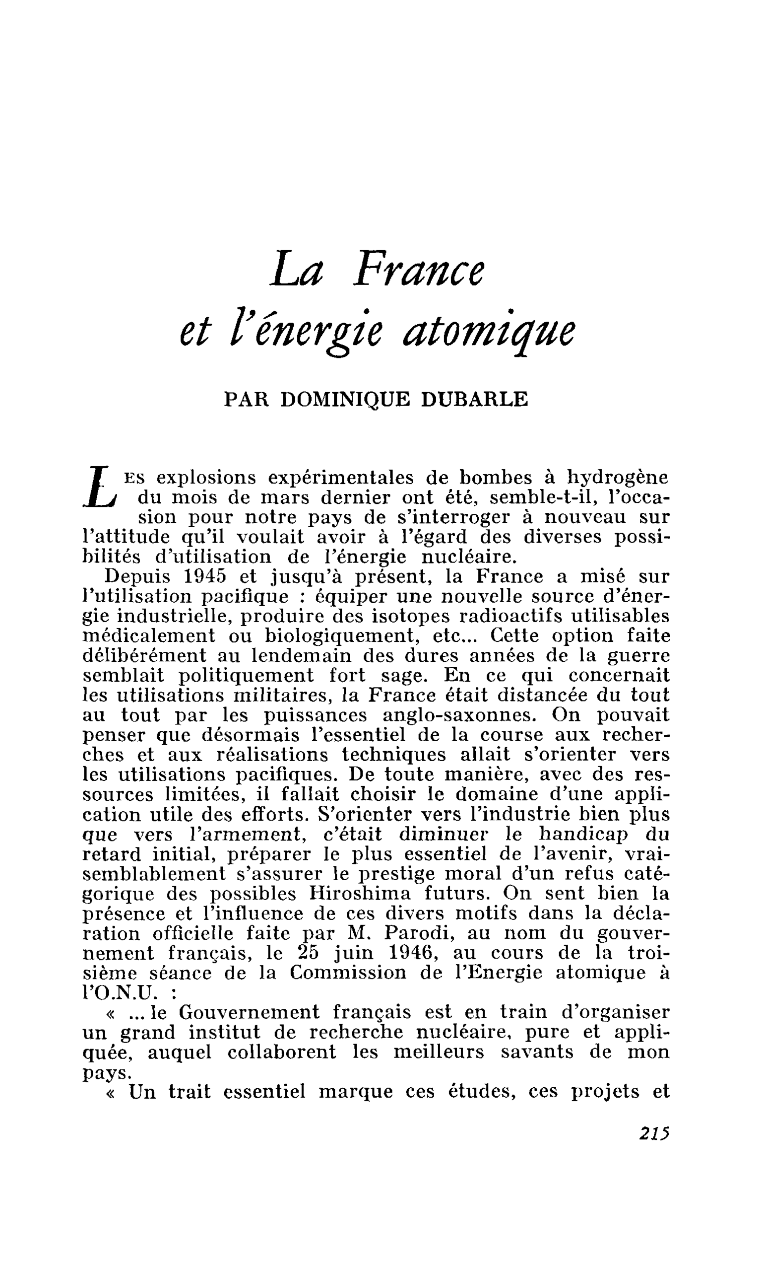 La France et l’énergie atomique