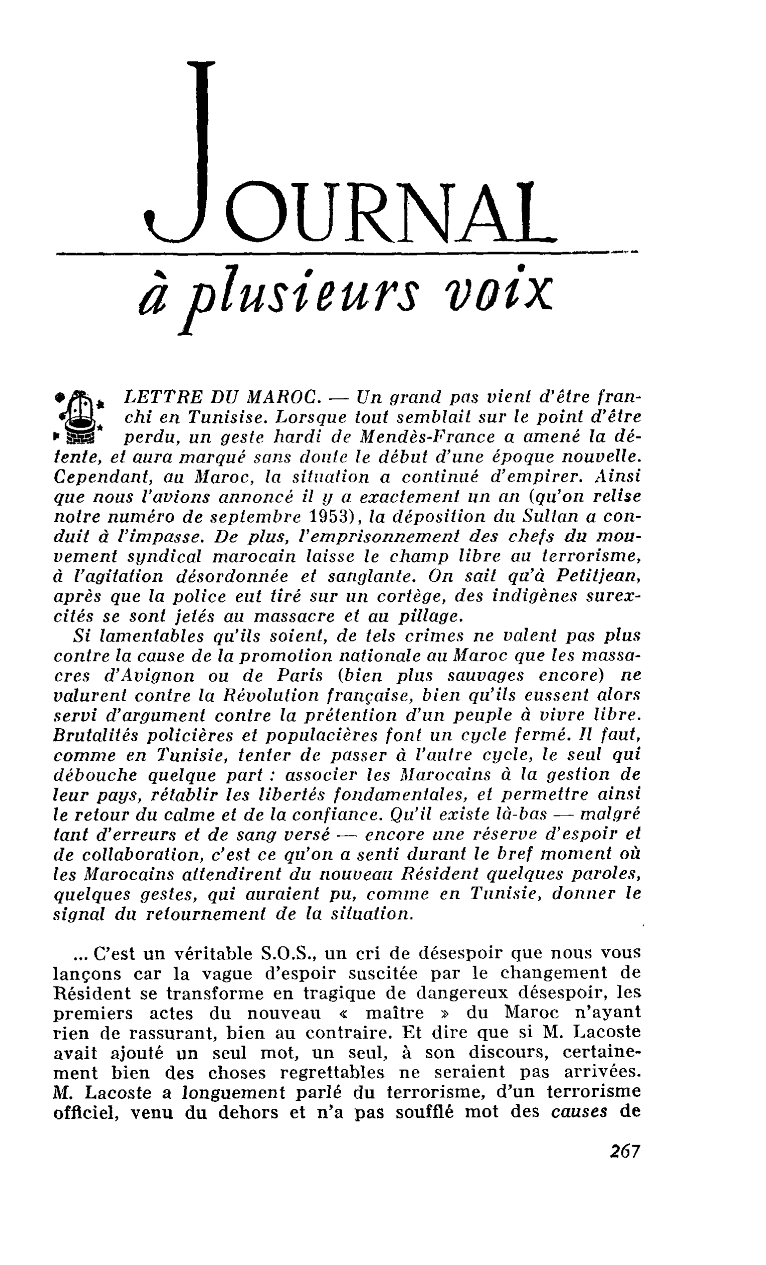 LETTRE DU MAROC