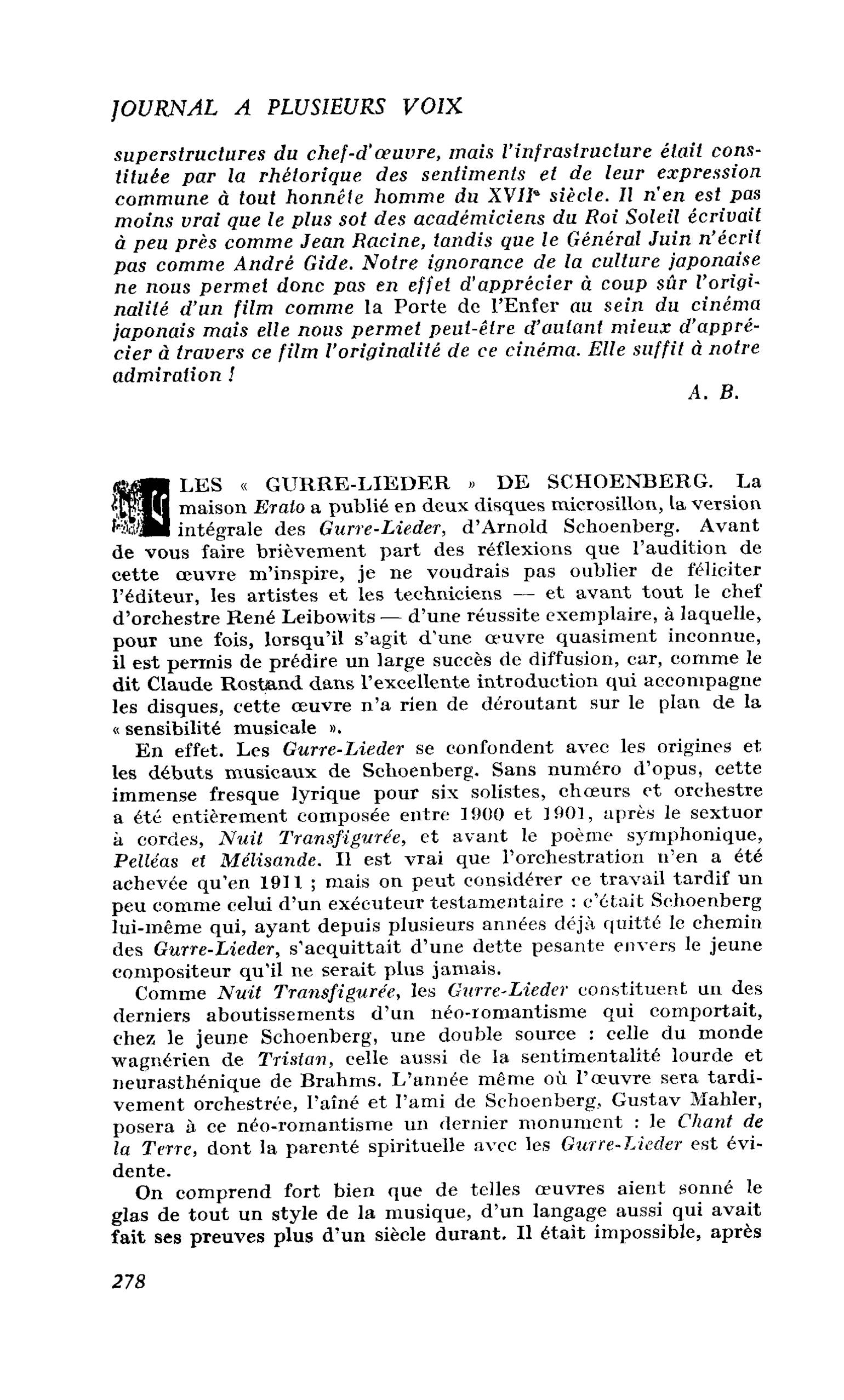 LES « GURRE-LIEDER » DE SCHOENBERG
