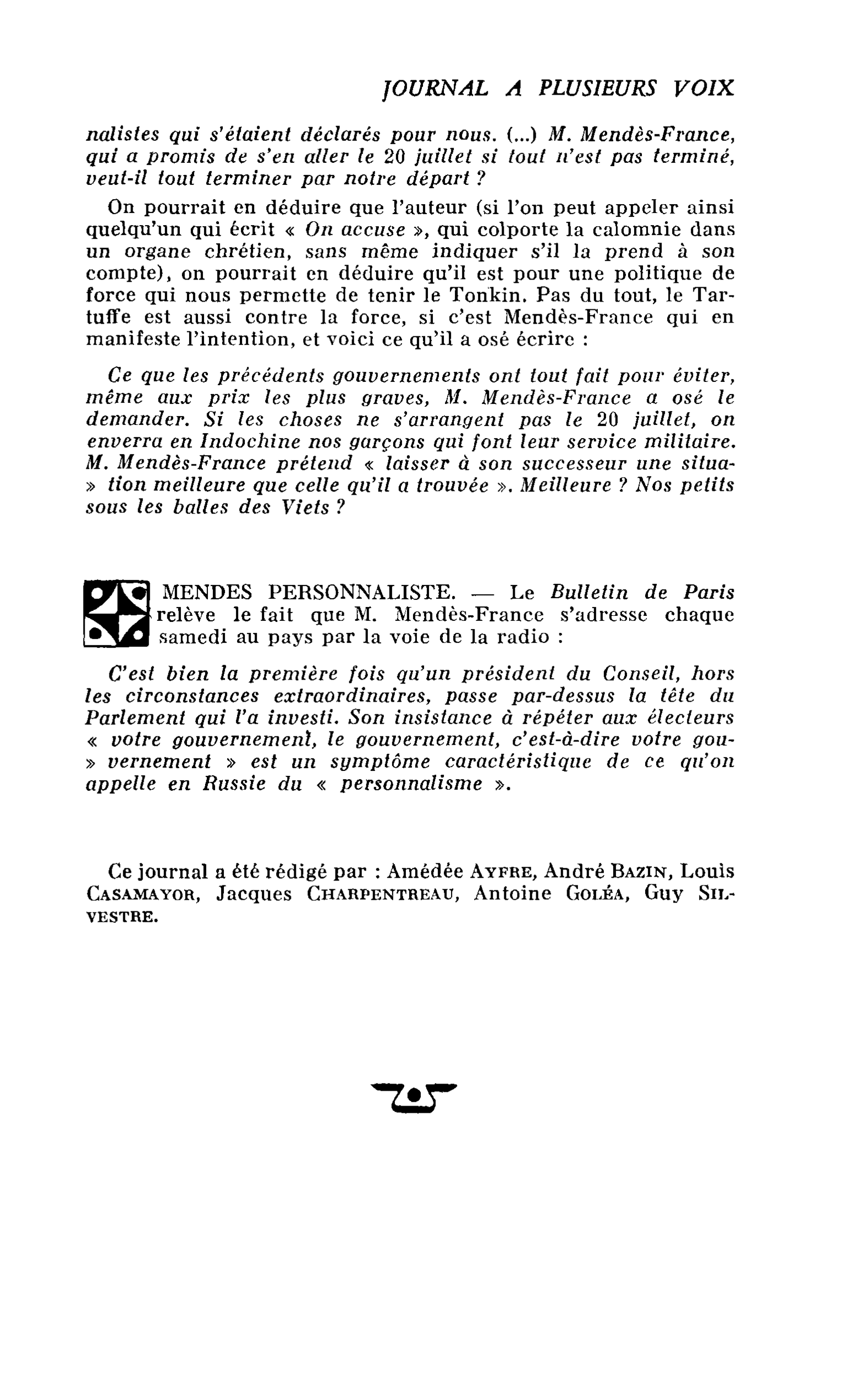 MENDES PERSONNALISTE