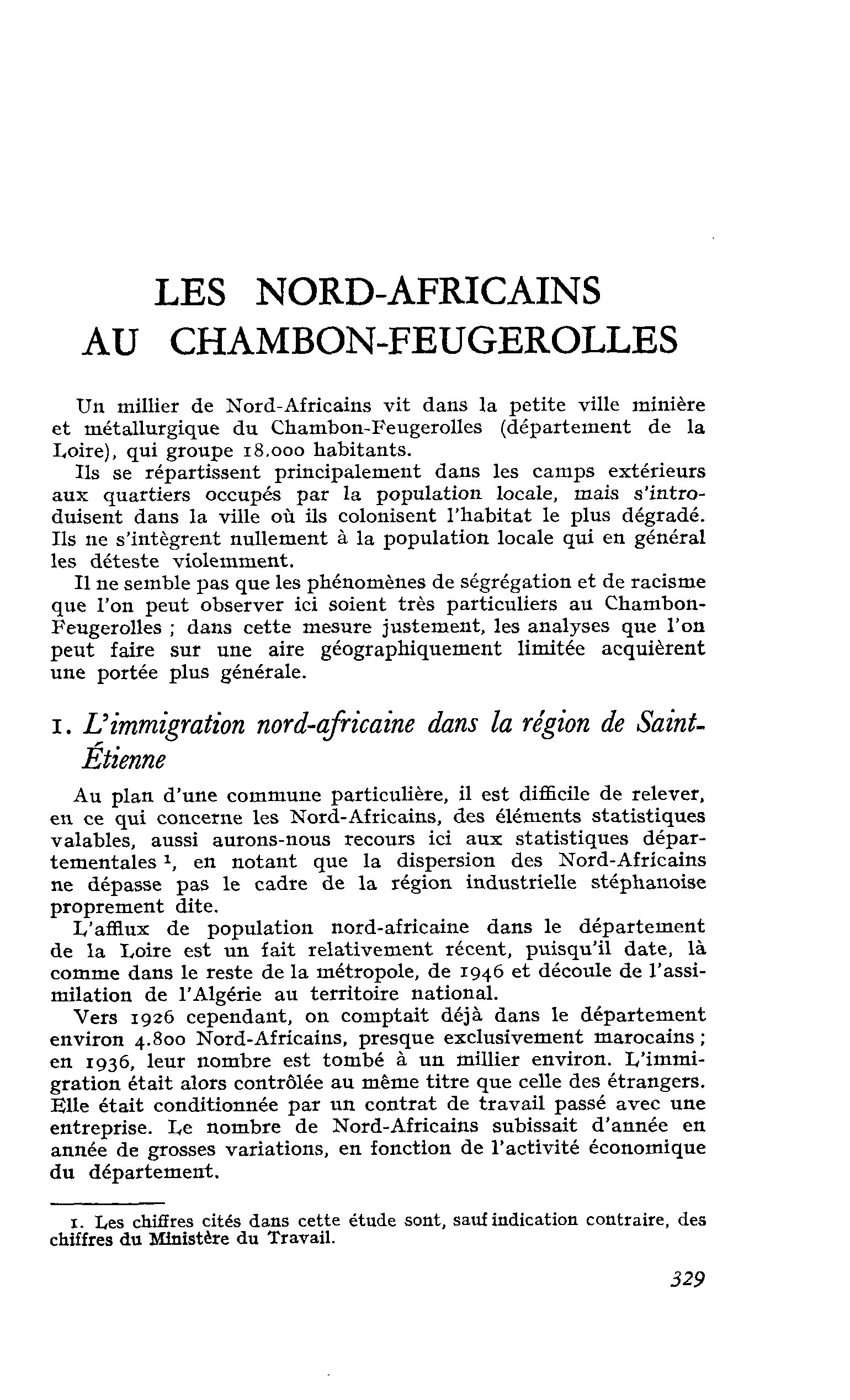 LES NORD-AFRICAINS AU CHAMBON-FEUGEROLLES