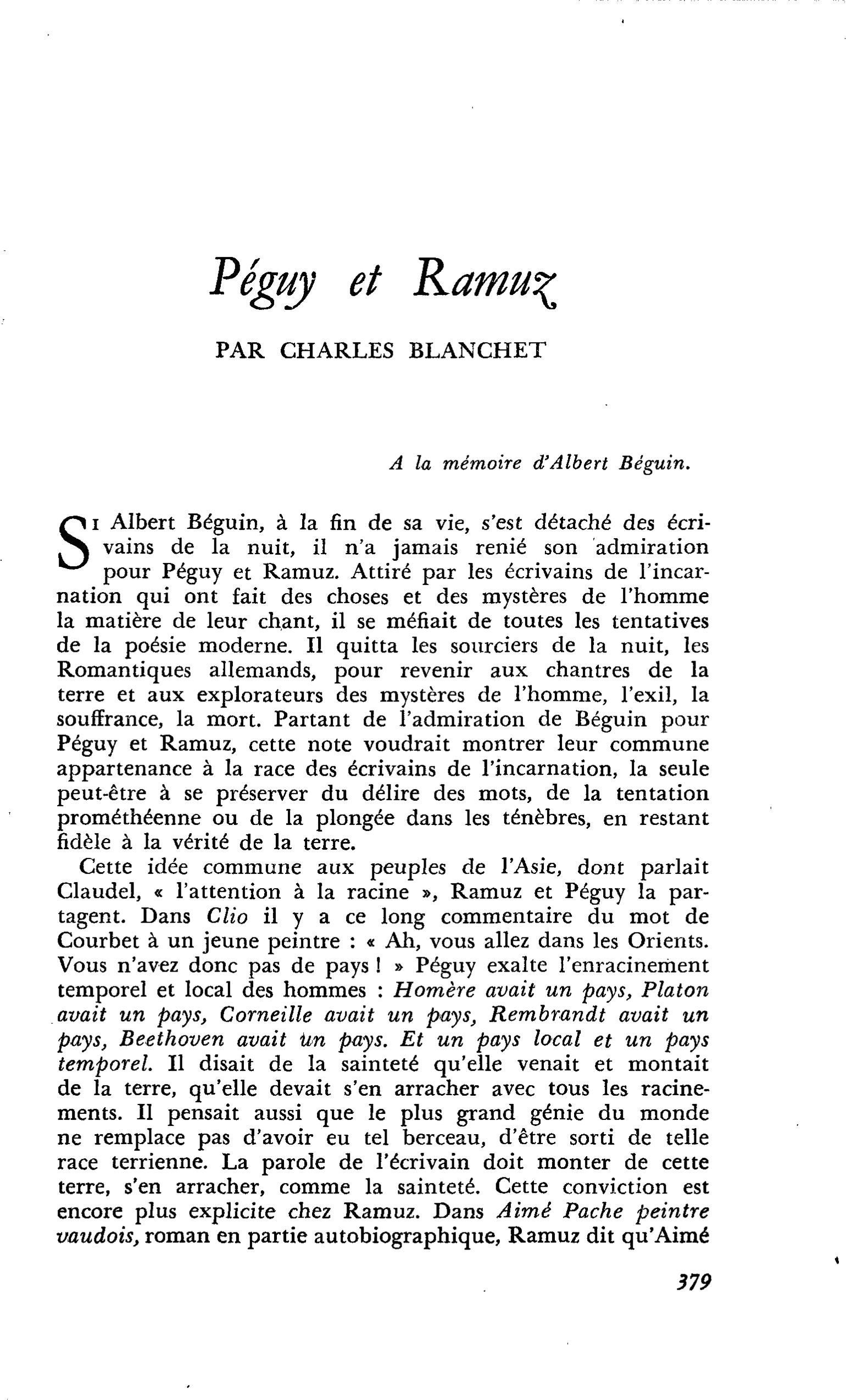 Péguy et Ramuz