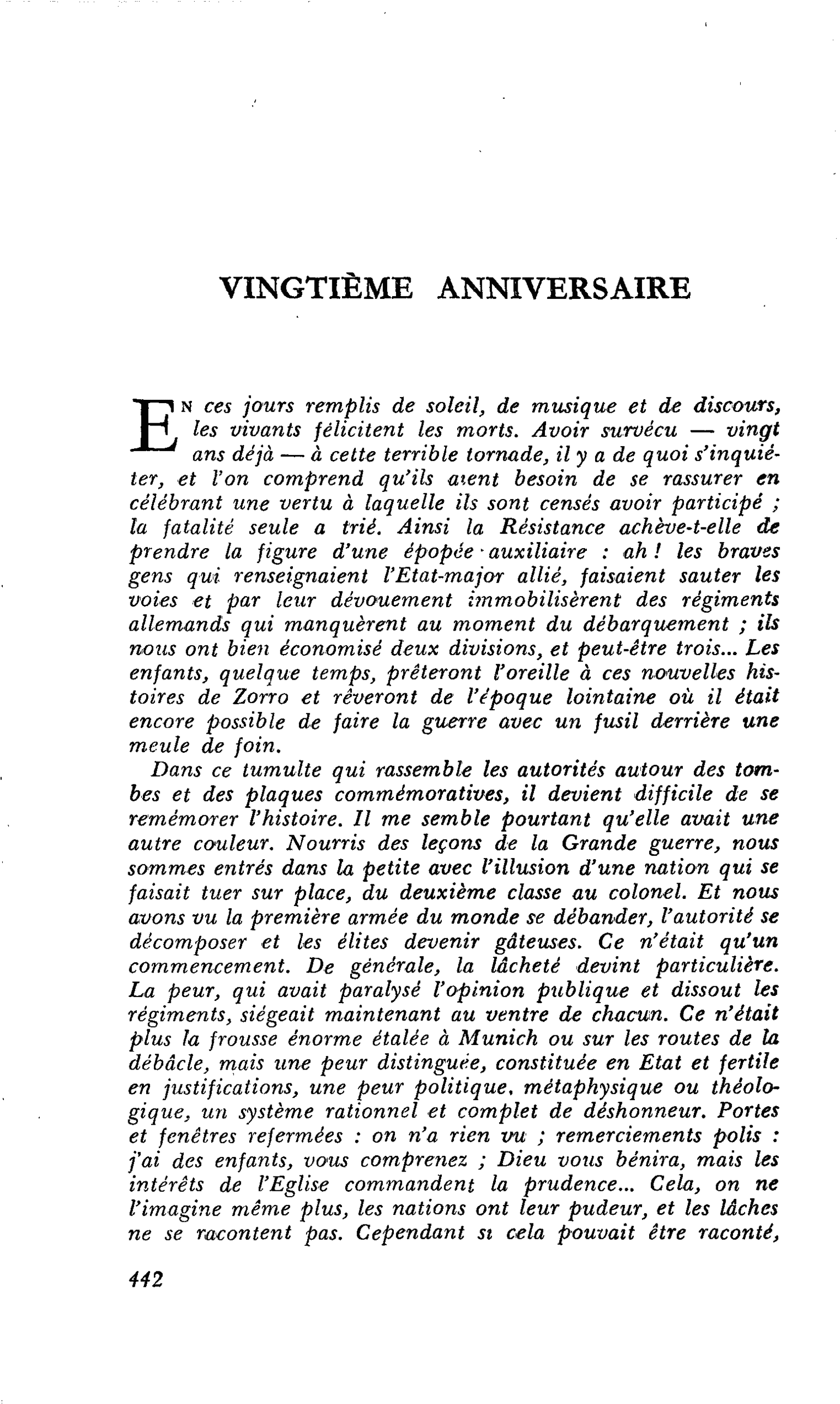 VINGTIÈME ANNIVERSAIRE
