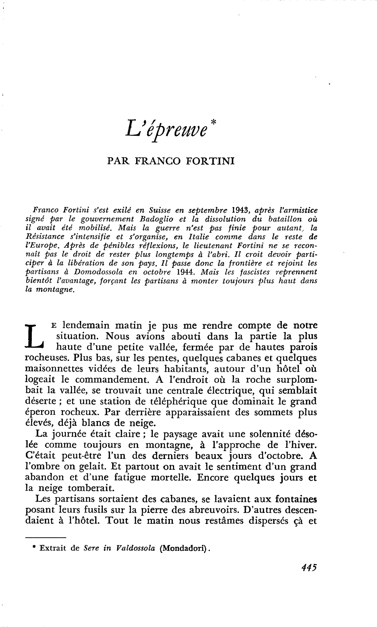 L’épreuve