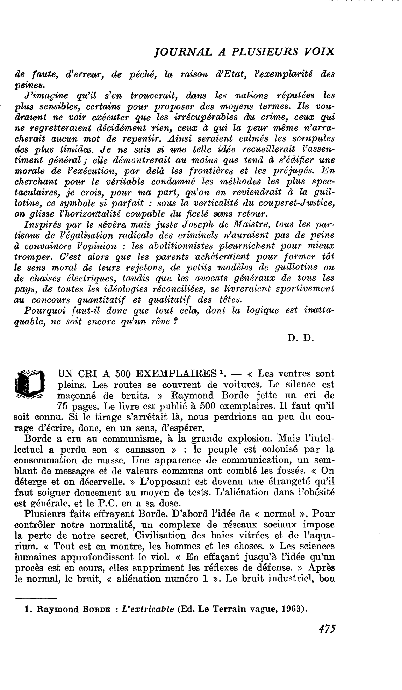 UN CRI A 500 EXEMPLAIRES