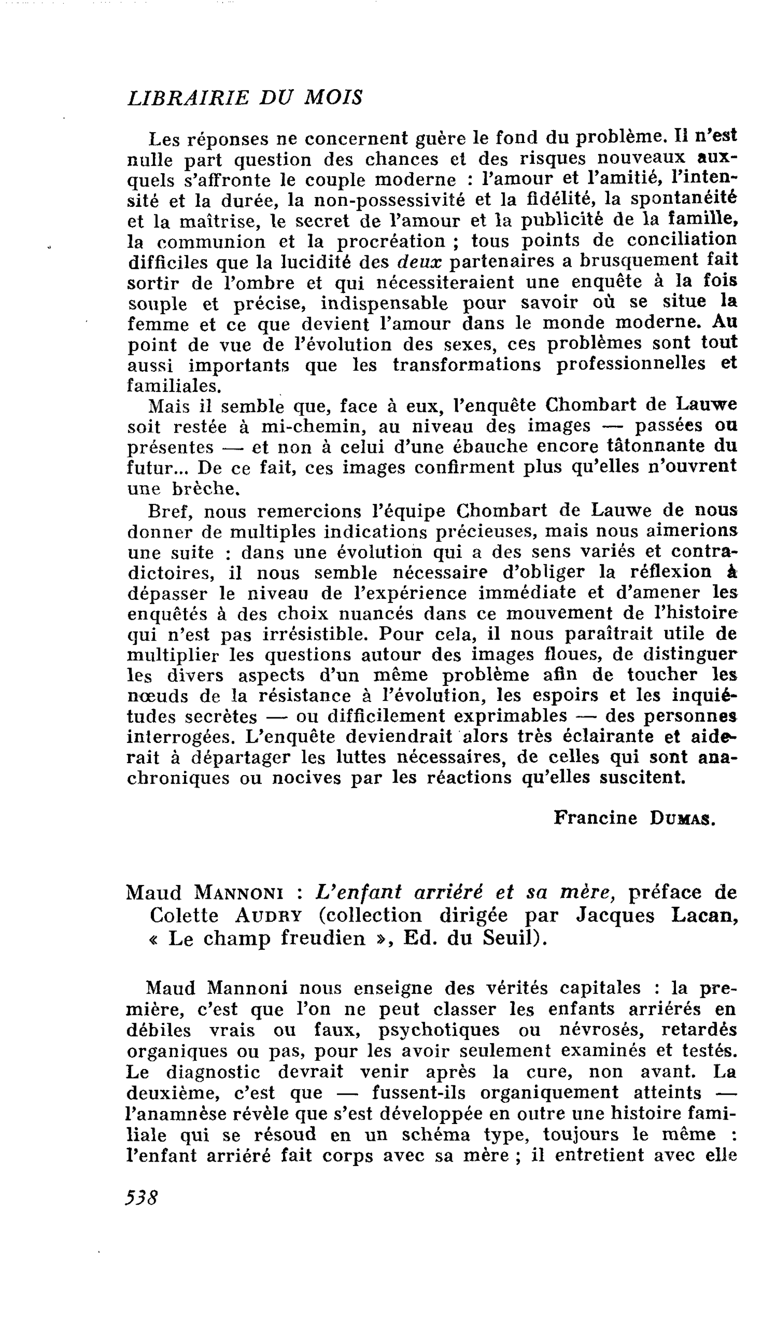 Maud Mannoni : L’enfant arriéré et sa mère