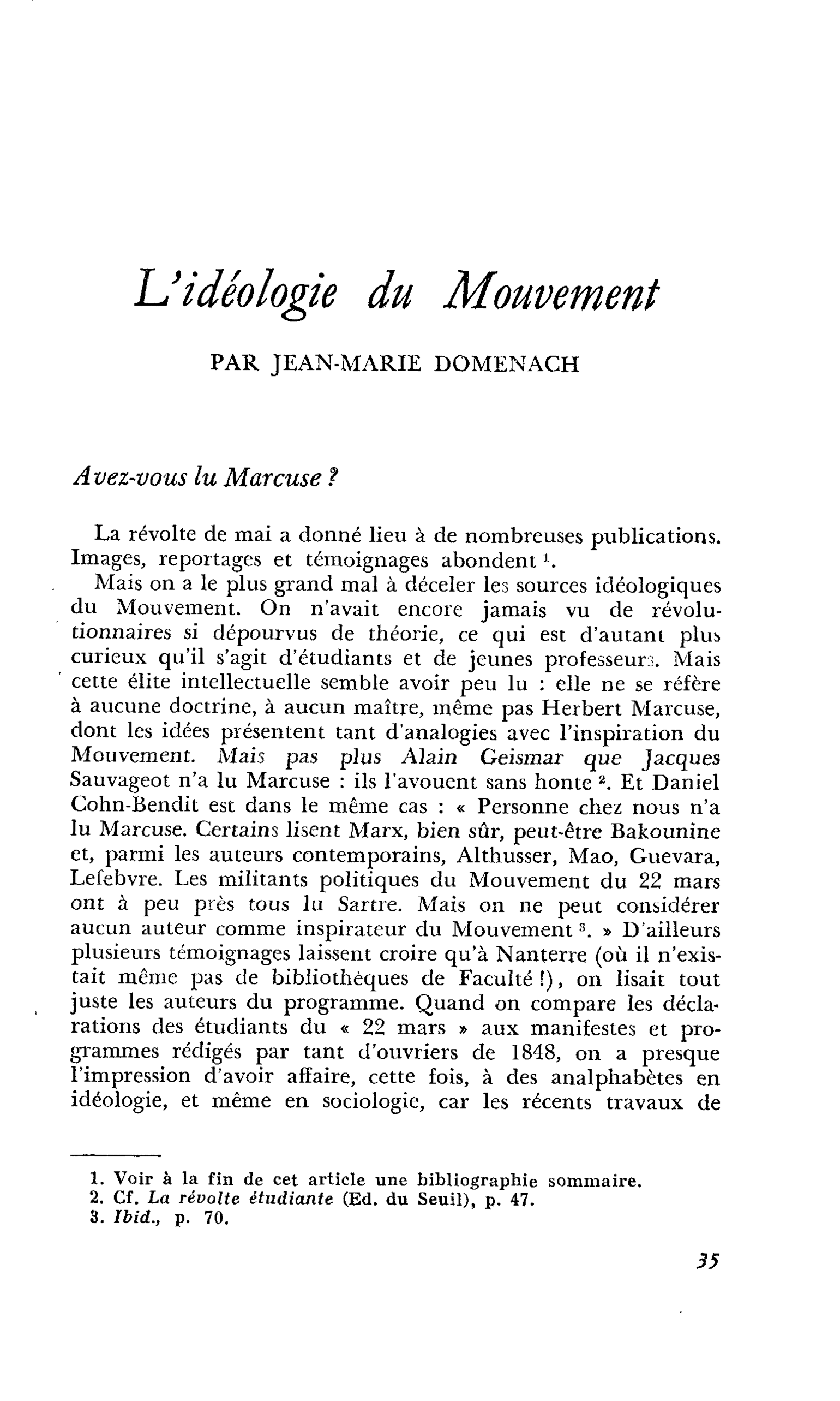 L’idéologie du Mouvement