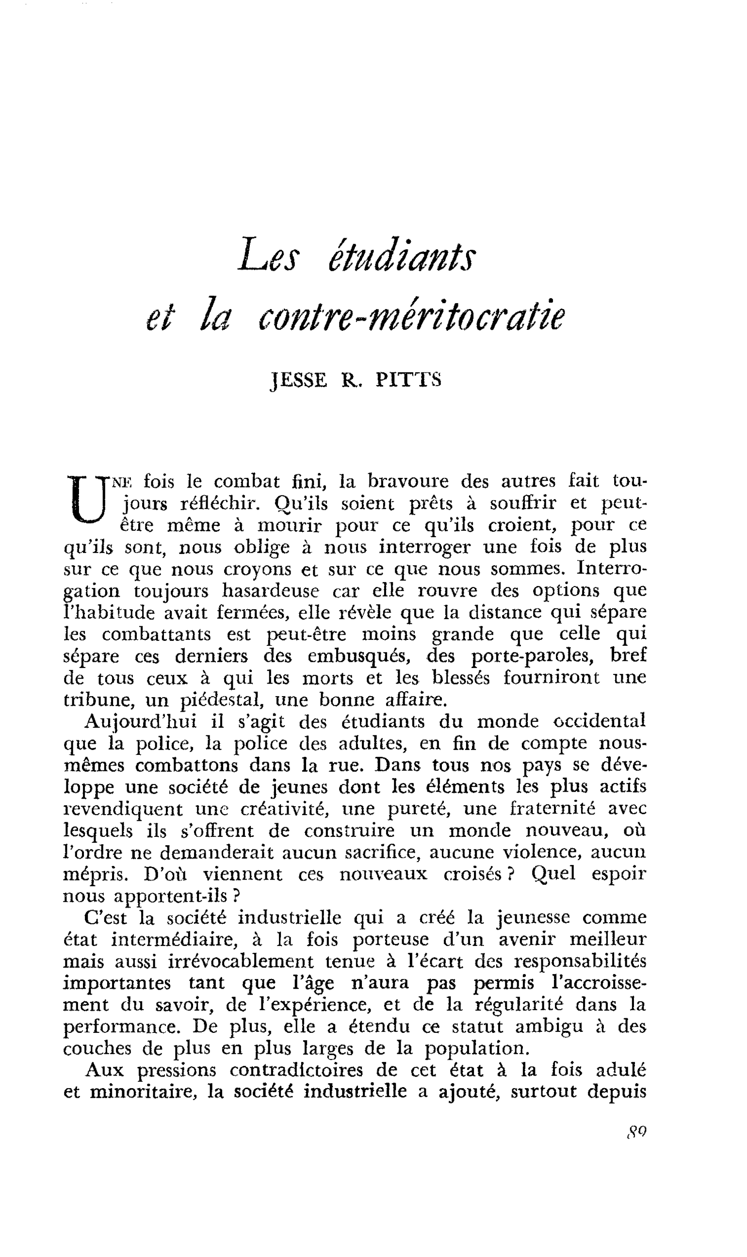 Les étudiants et la contre-méritocratie