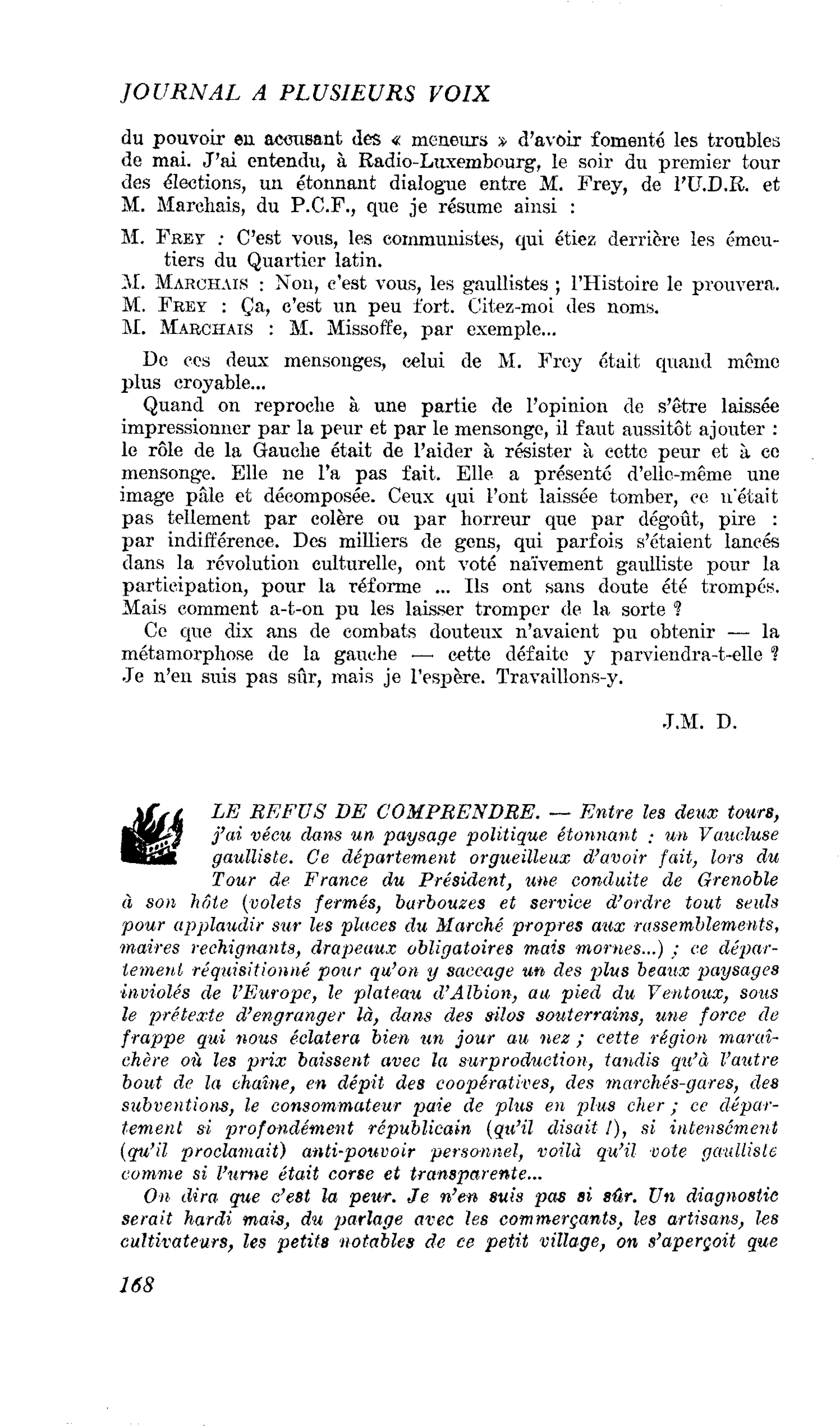 LE REFUS DE COMPRENDRE