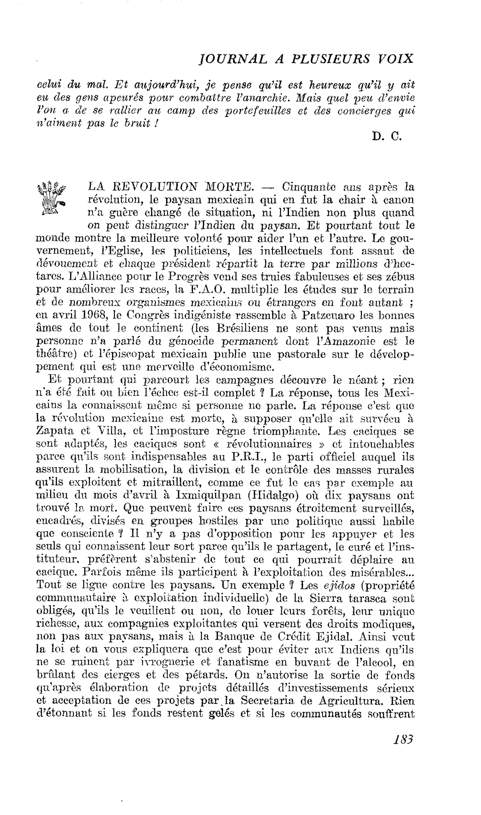 LA REVOLUTION MORTE