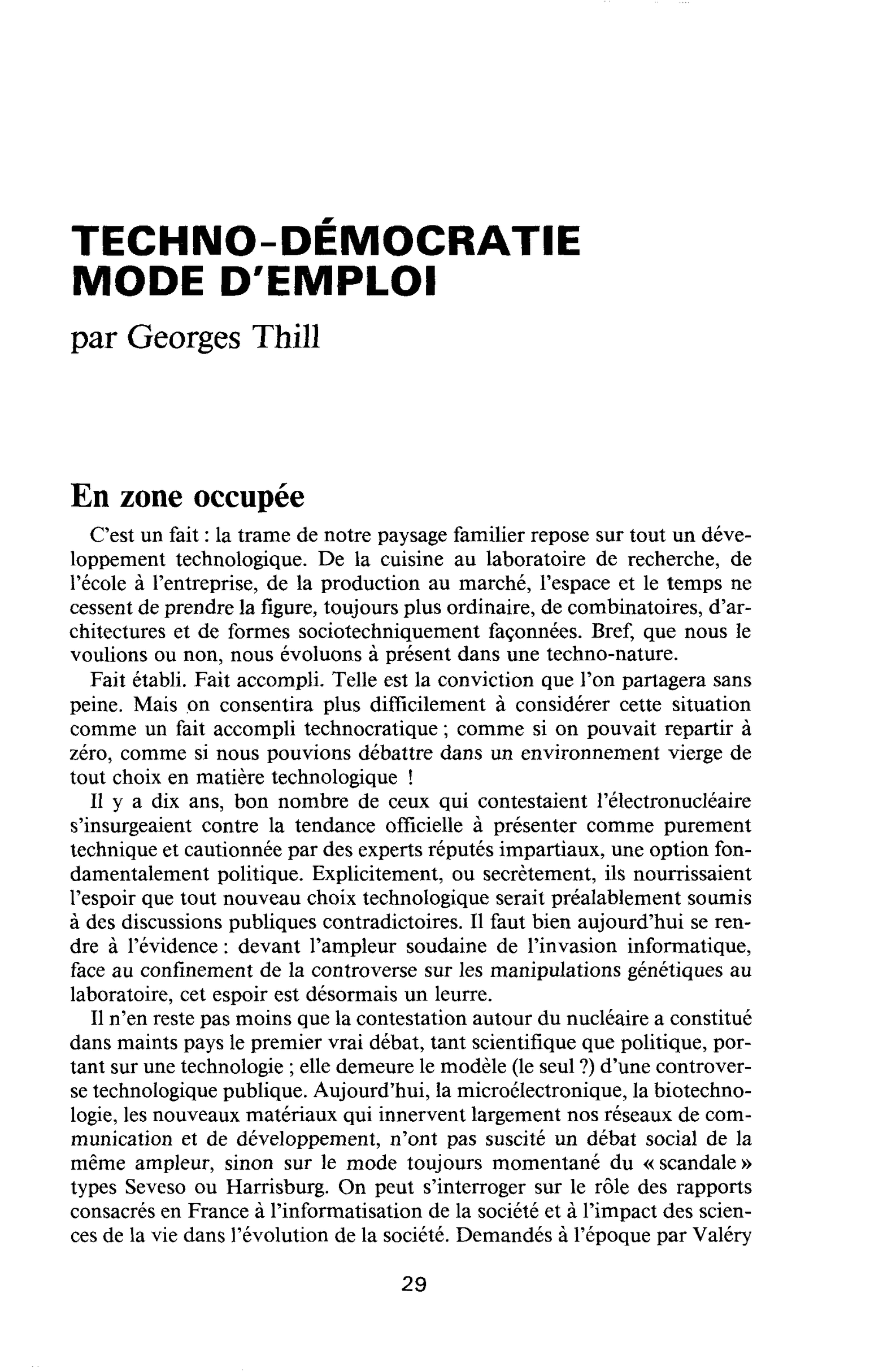 TECHNO-DÉMOCRATIE MODE D’EMPLOI
