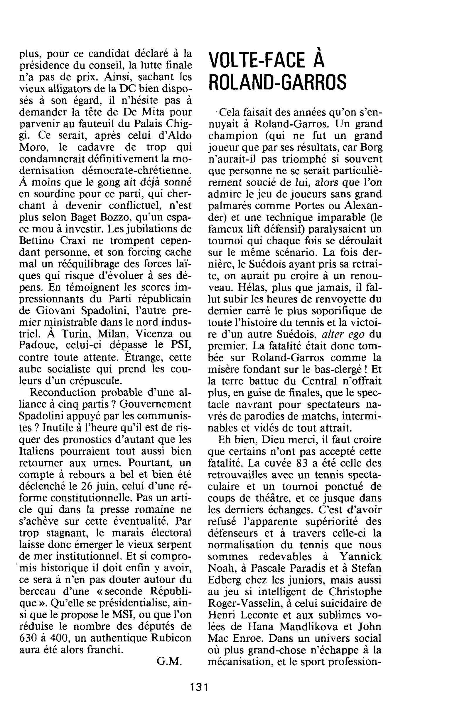VOLTE-FACE À ROLAND-GARROS