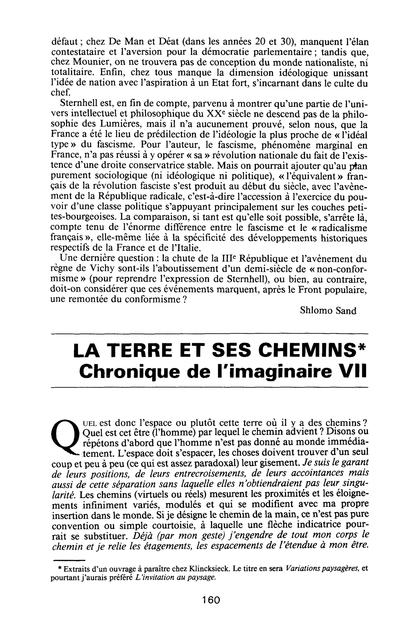 LA TERRE ET SES CHEMINS. Chronique de l’imaginaire VII