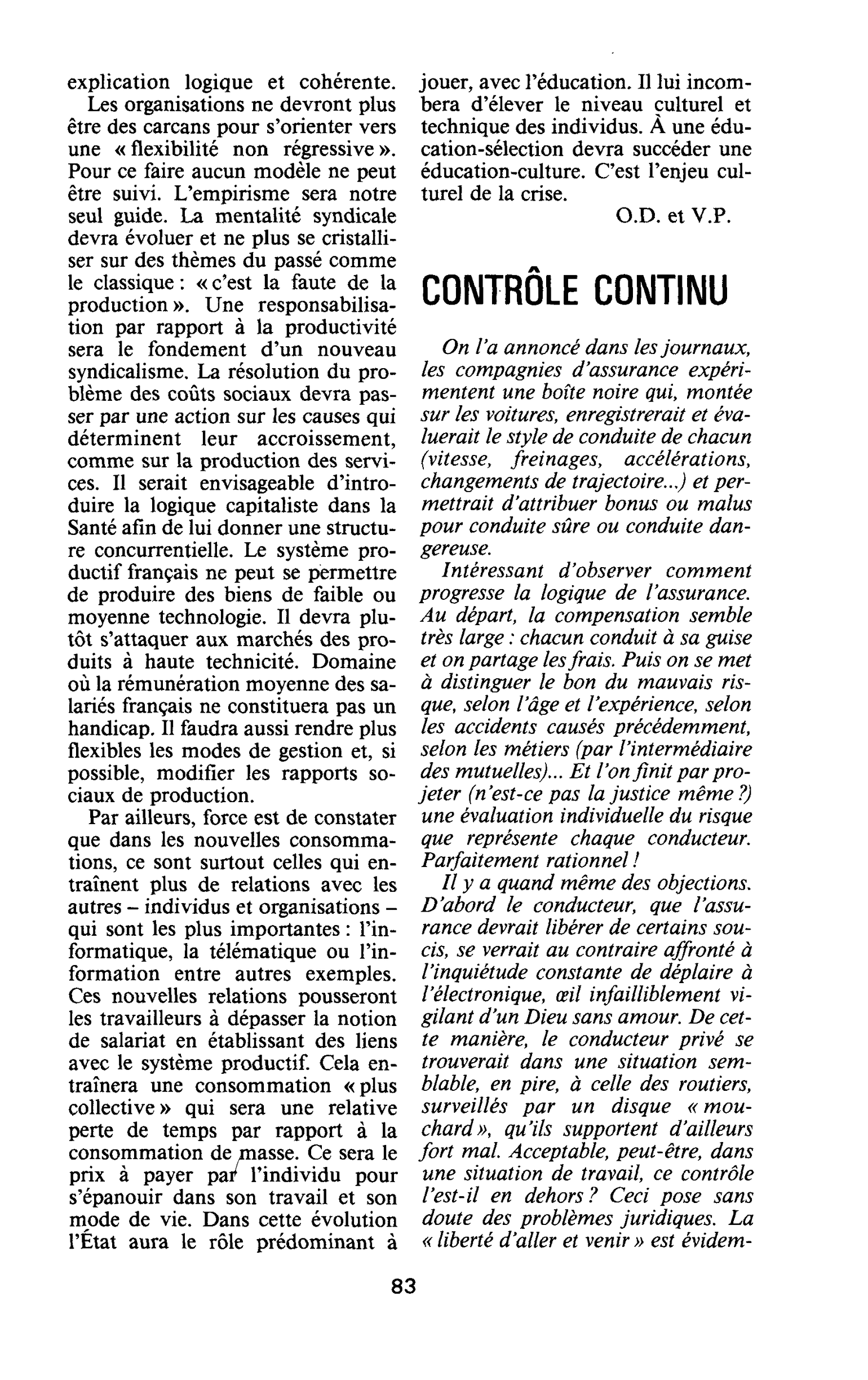 CONTRÔLE CONTINU