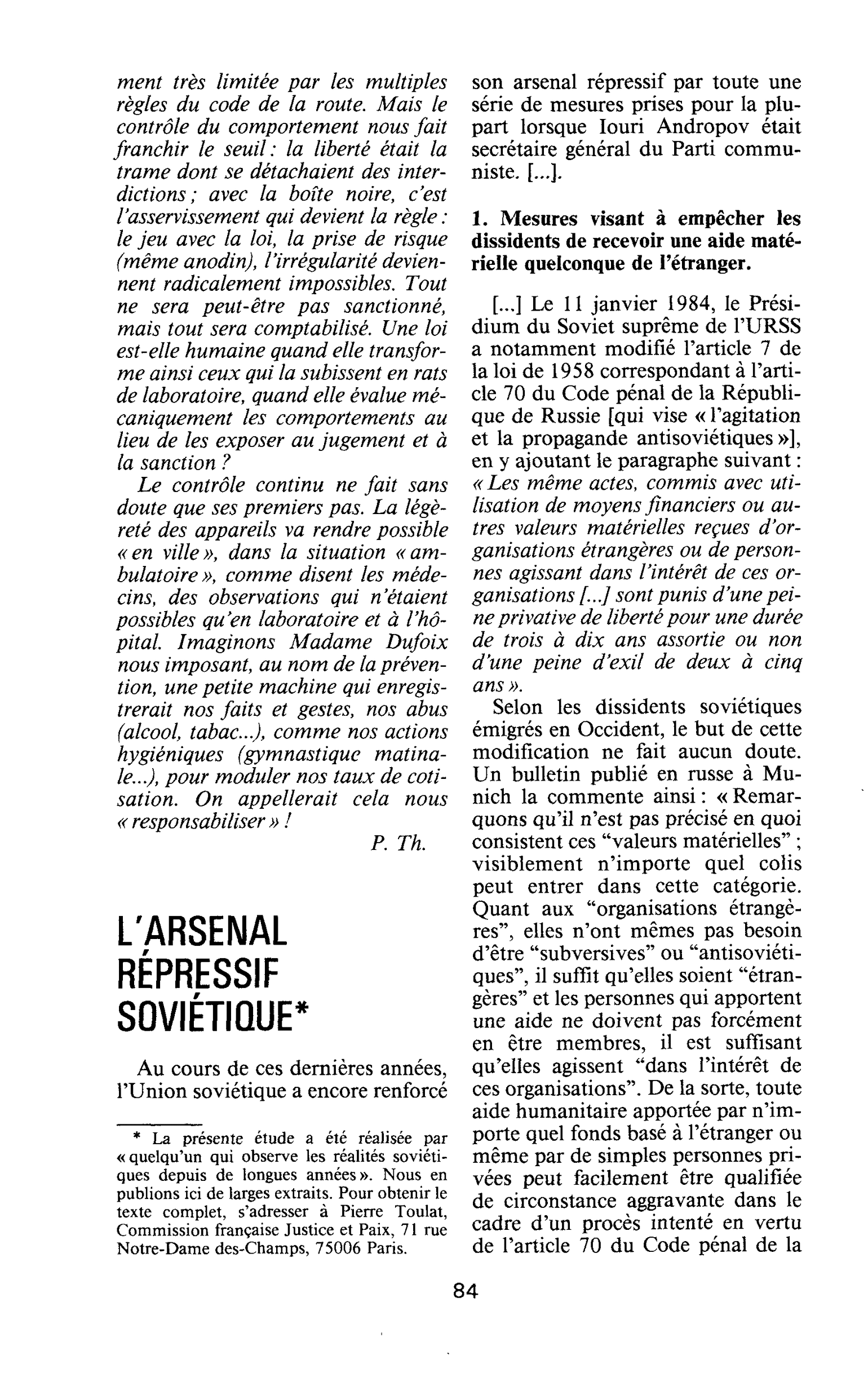 L’ARSENAL RÉPRESSIF SOVIÉTIQUE