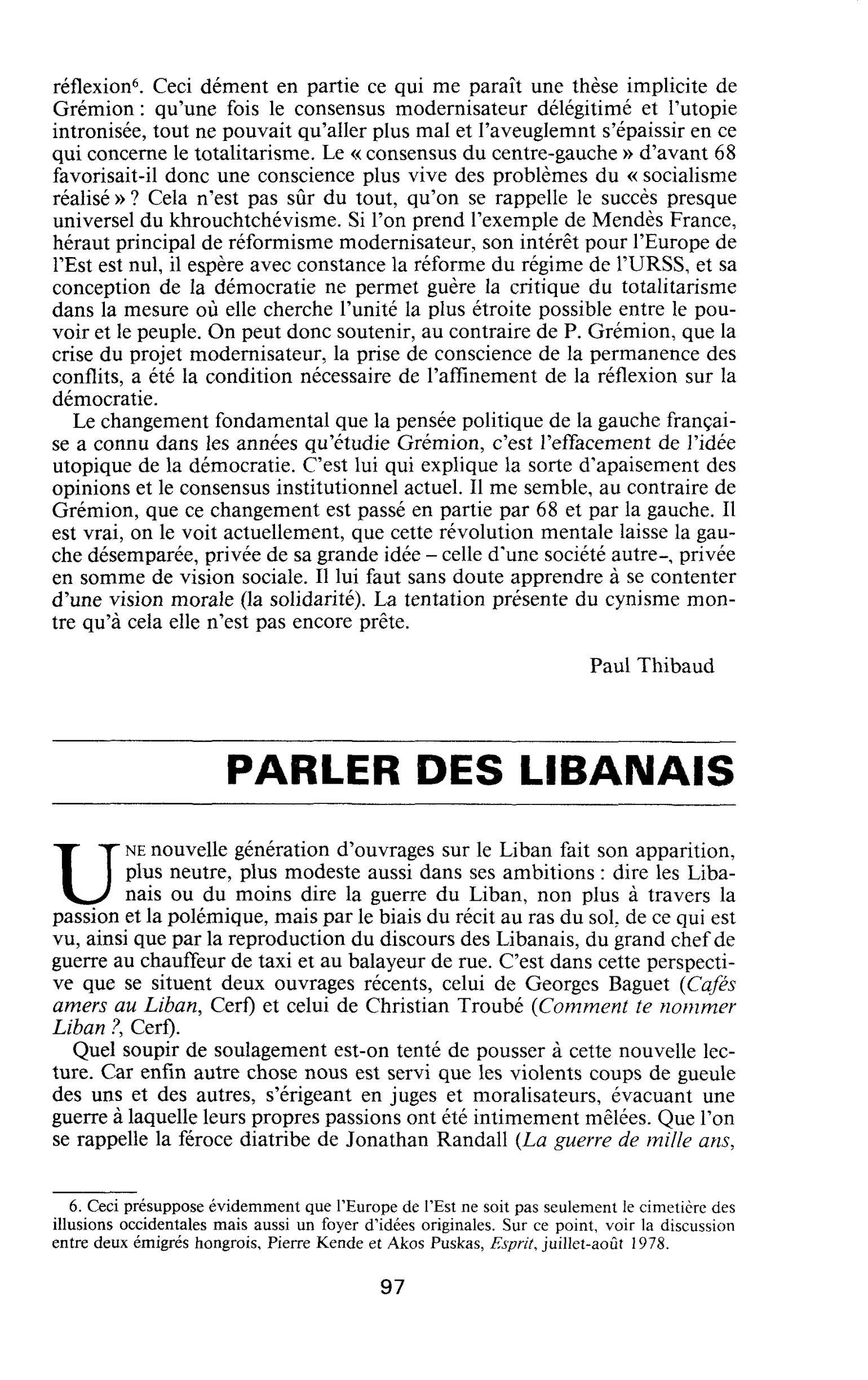 PARLER DES LIBANAIS